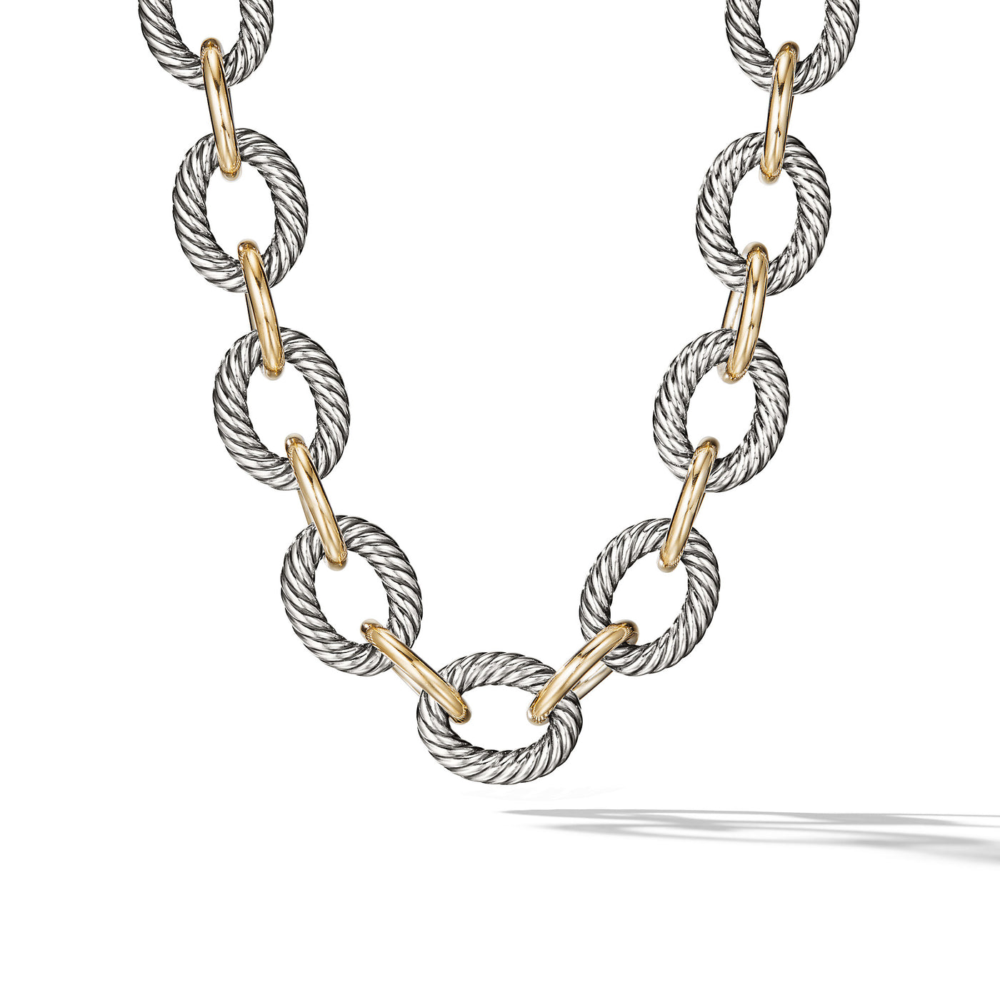 Oval Link Chain Necklace in Sterling Silver with 18K Yellow Gold\, 23mm