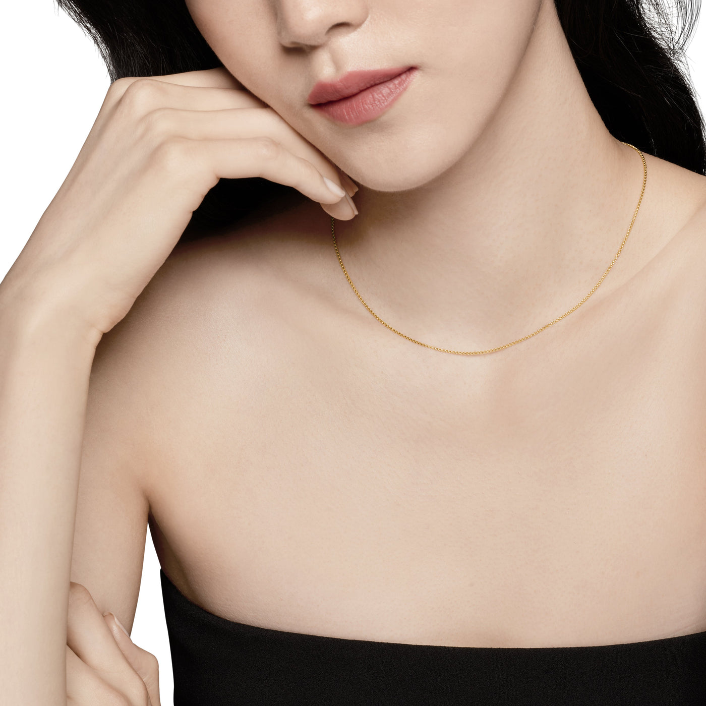 Box Chain Necklace in 18K Yellow Gold, 1.25mm