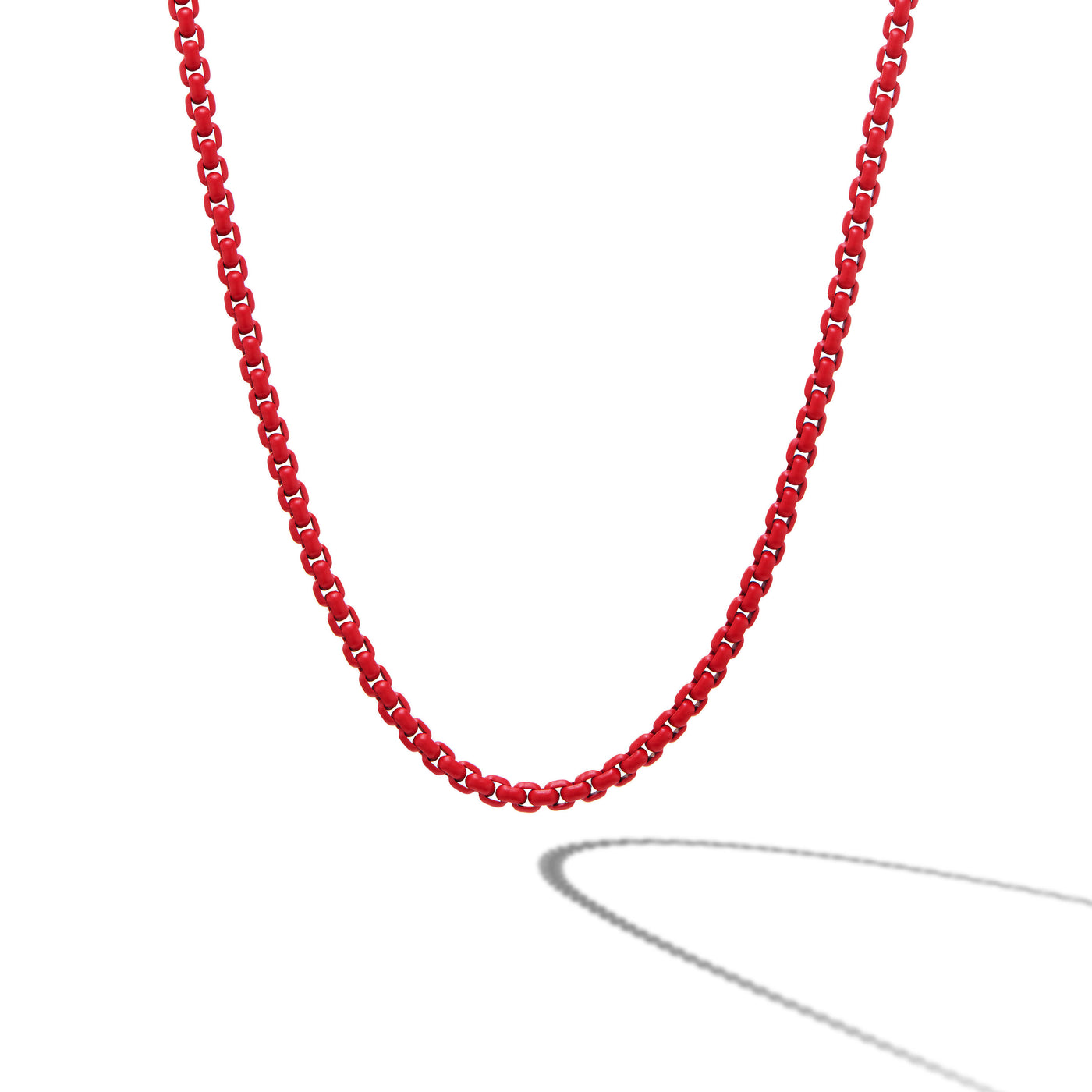 Box Chain Necklace in Sterling Silver with Red Stainless Steel\, 4mm