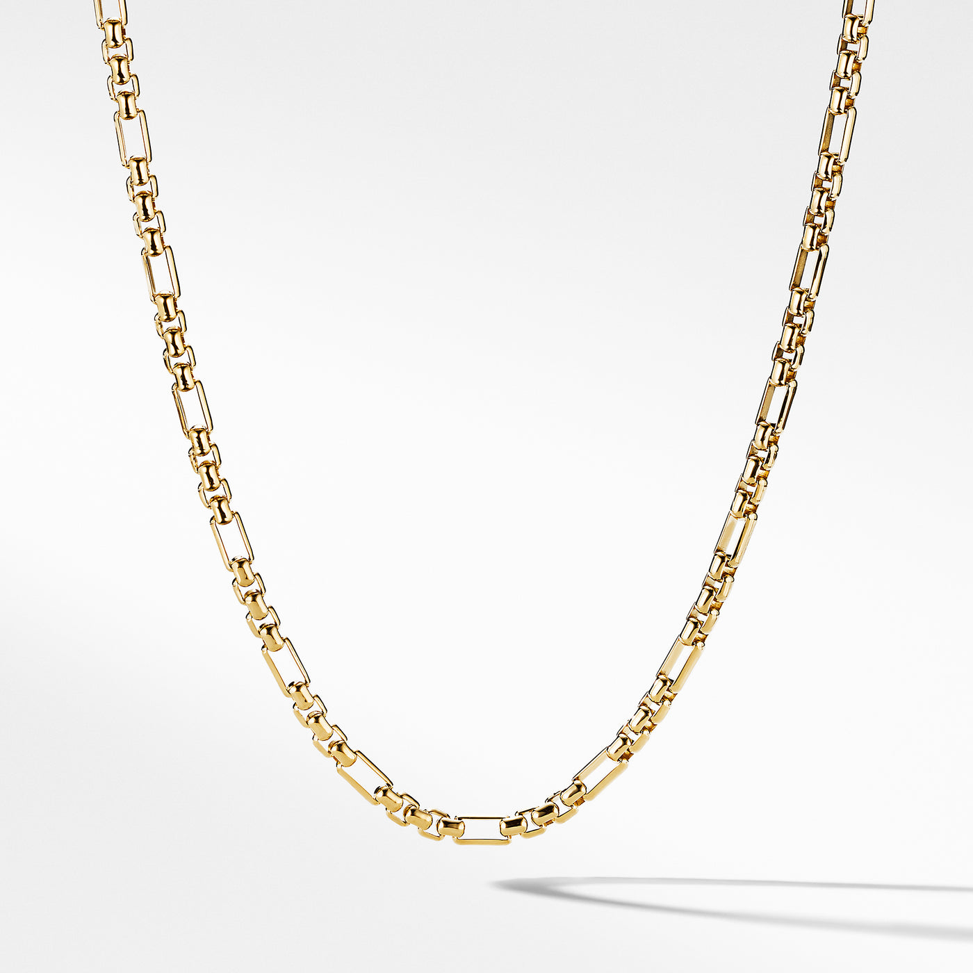 Open Station Box Chain Necklace in 18K Yellow Gold\, 3mm