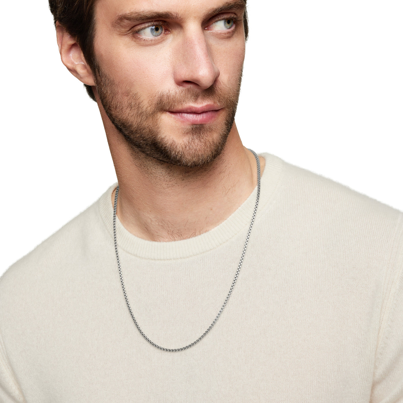 Double Box Chain Necklace in Sterling Silver, 2.6mm