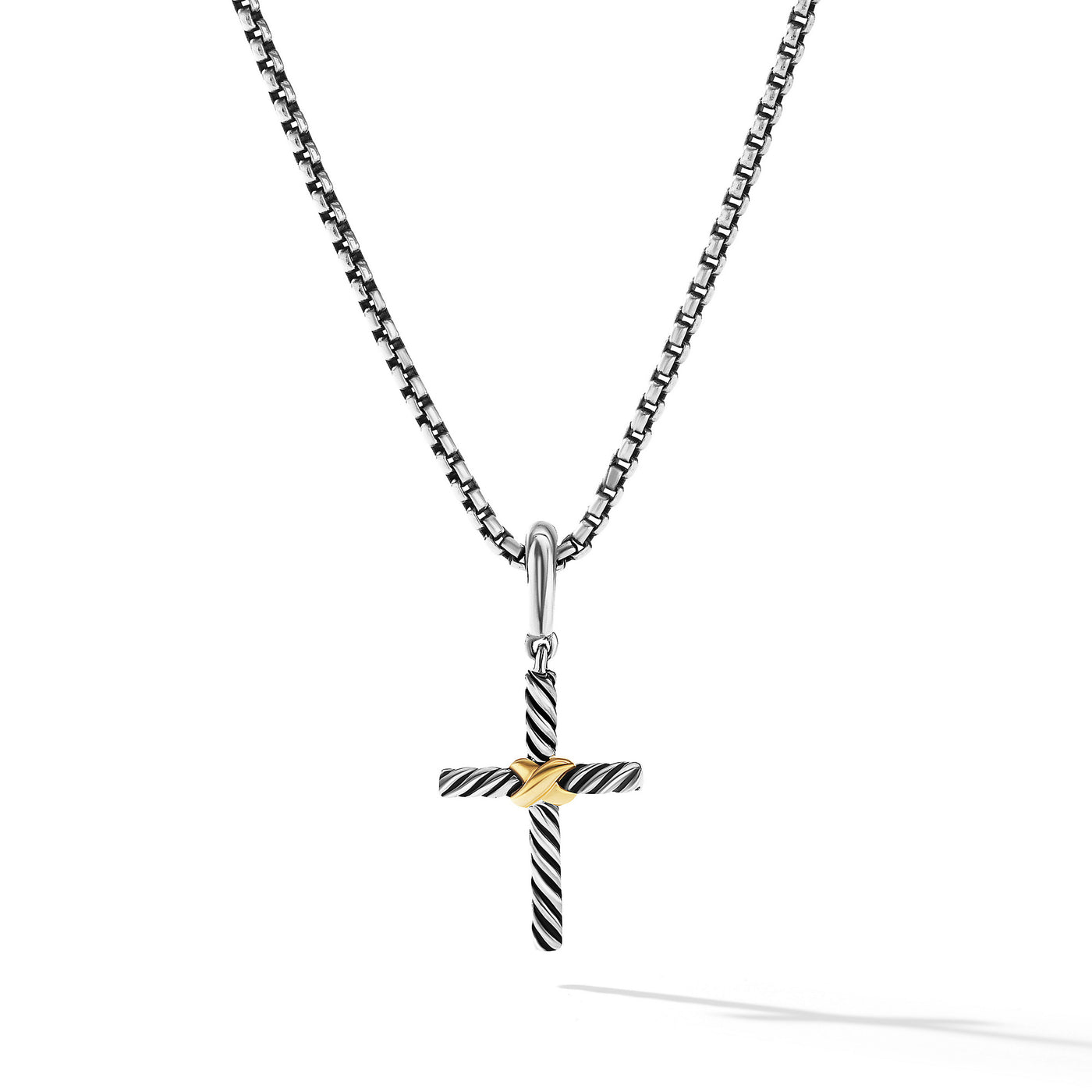 Petite X Cross Pendant in Sterling Silver with 18K Yellow Gold\, 23mm
