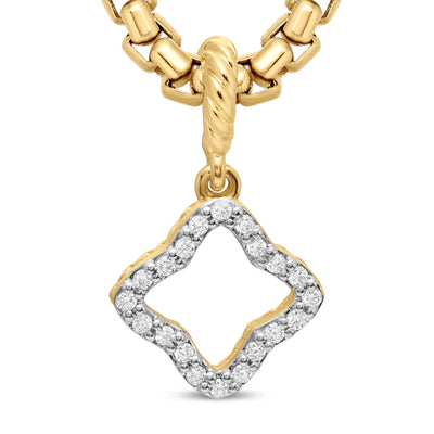Quatrefoil Amulet in 18K Yellow Gold with Diamonds, 19.7mm