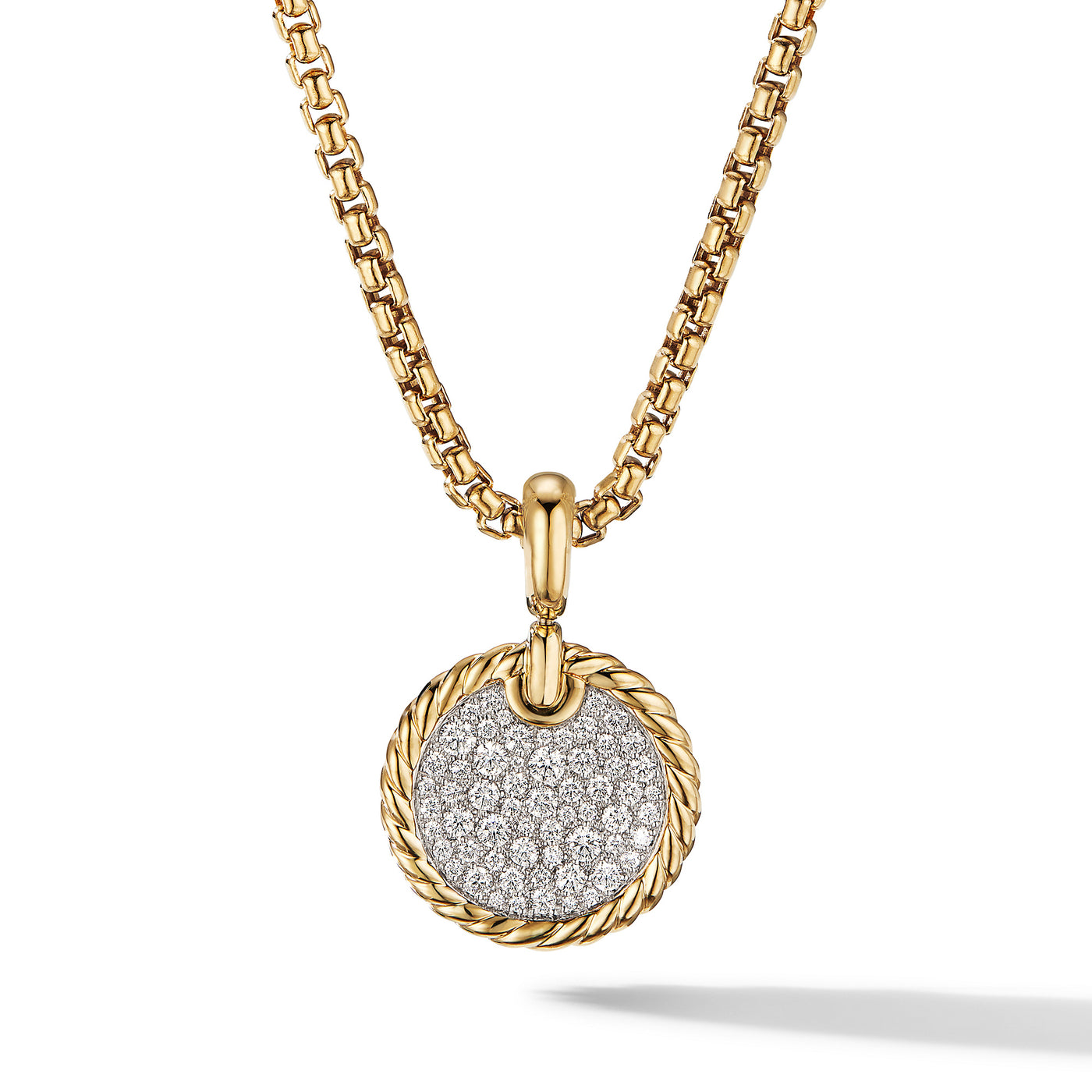 DY Elements® Disc Pendant in 18K Yellow Gold with Diamonds\, 14mm