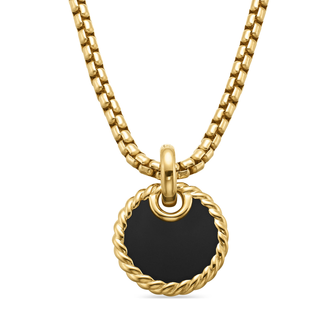 DY Elements® Disc Pendant in 18K Yellow Gold with Black Onyx Reversible to Mother of Pearl\, 15.5mm