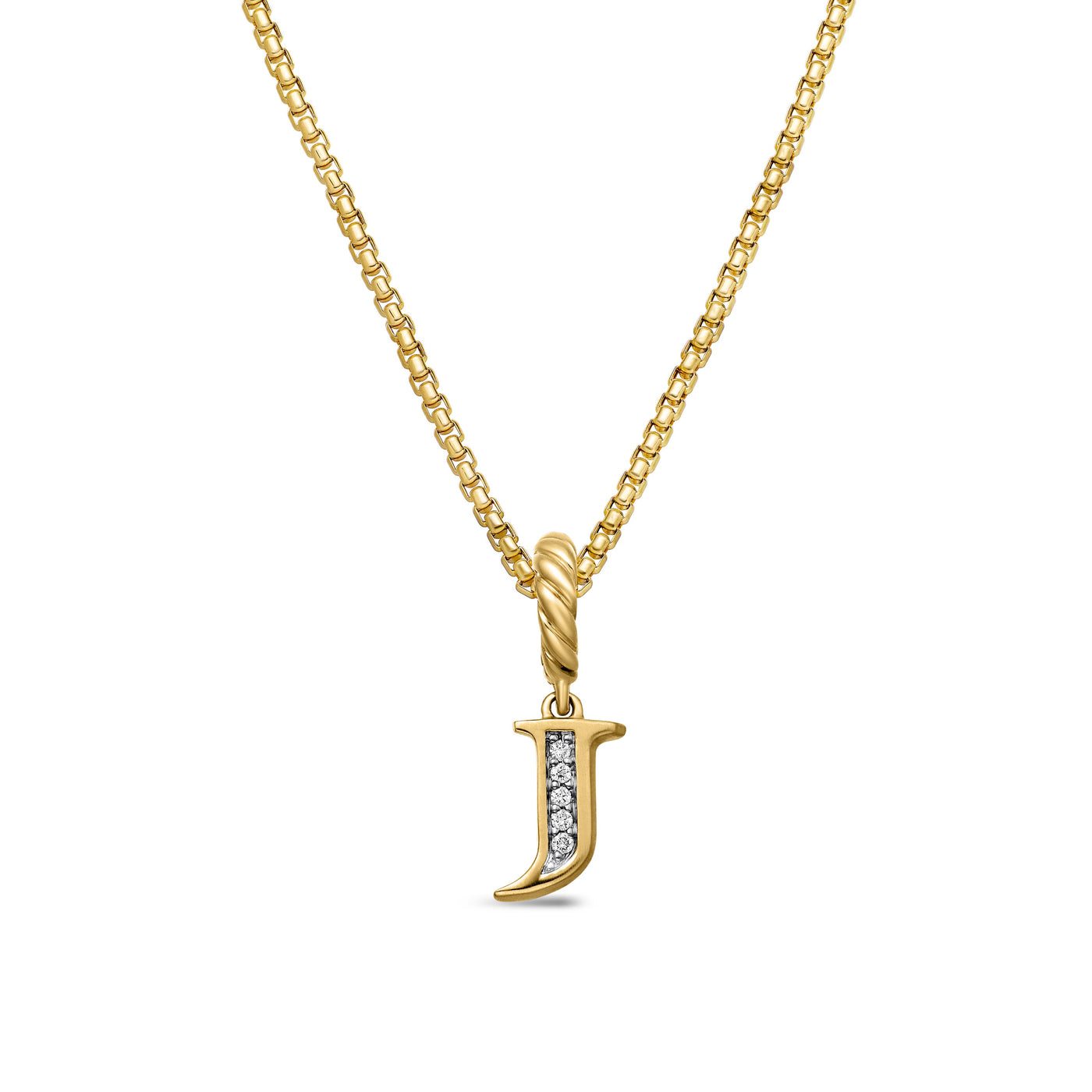 Pavé Initial Pendant in 18K Yellow Gold with Diamond J