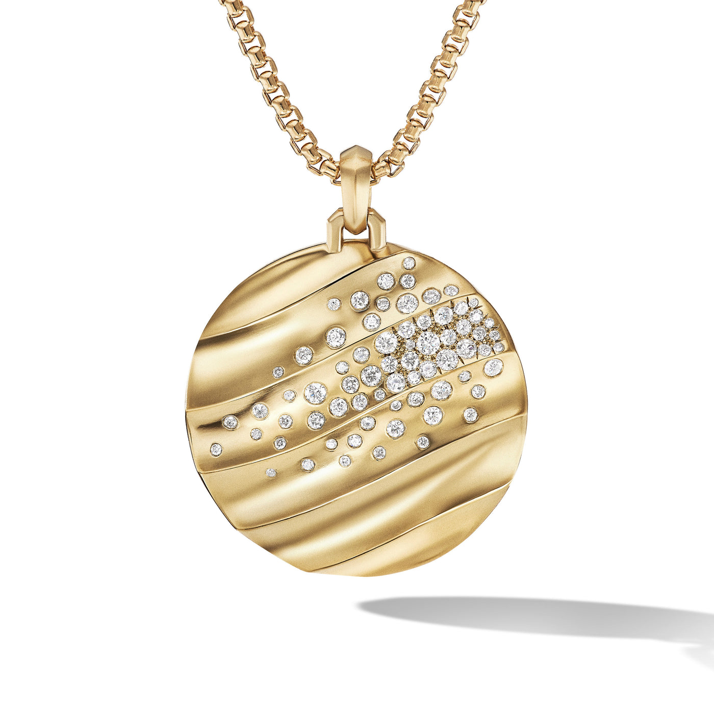 Cable Edge® Pendant in 18K Yellow Gold with Diamonds\, 37mm