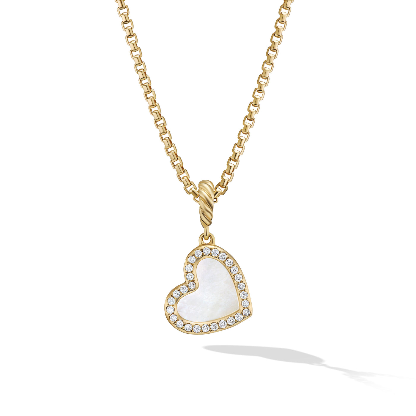DY Elements® Heart Pendant in 18K Yellow Gold with Mother of Pearl and Diamonds\, 19.5mm