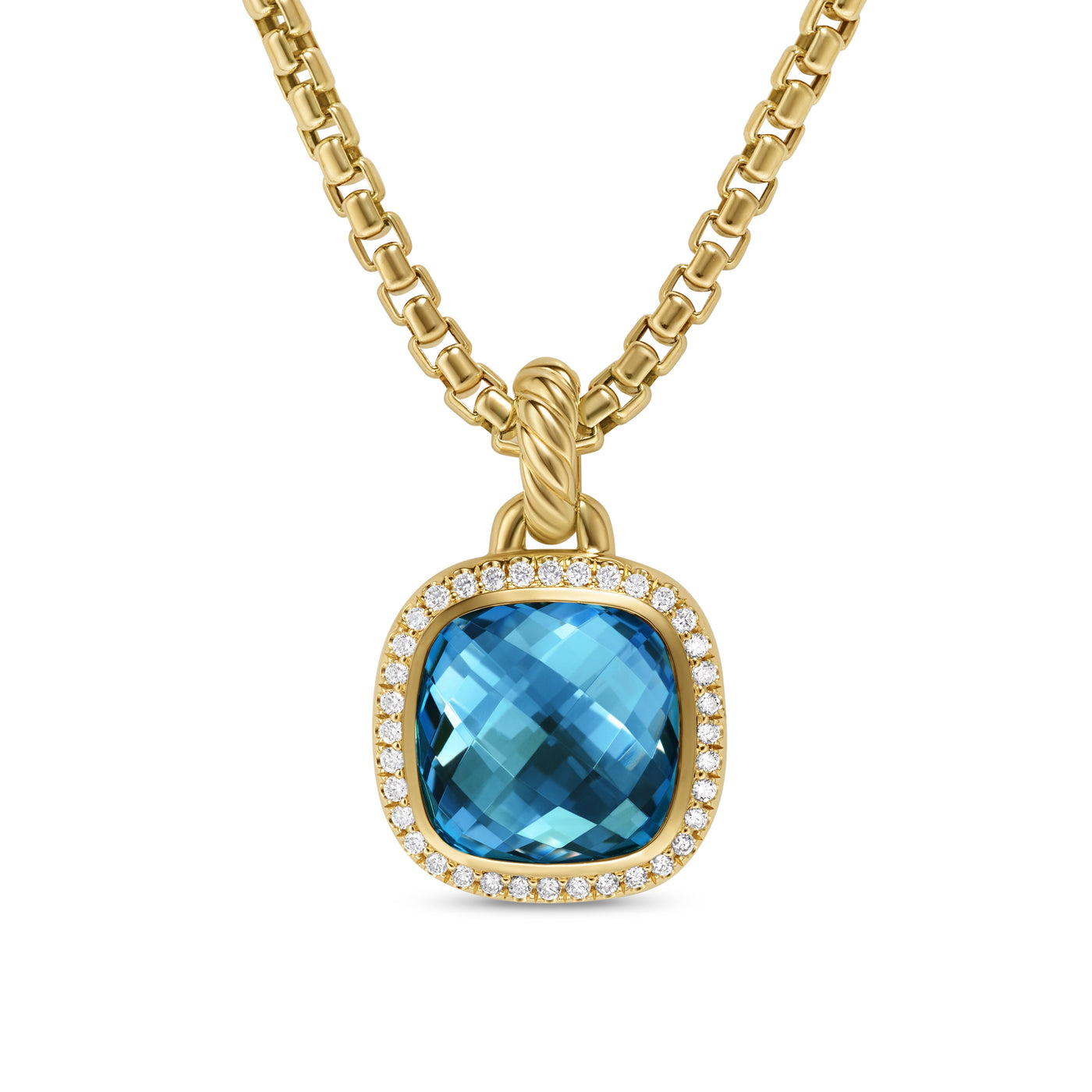 Albion® Pendant in 18K Yellow Gold with Hampton Blue Topaz and Diamonds, 11mm