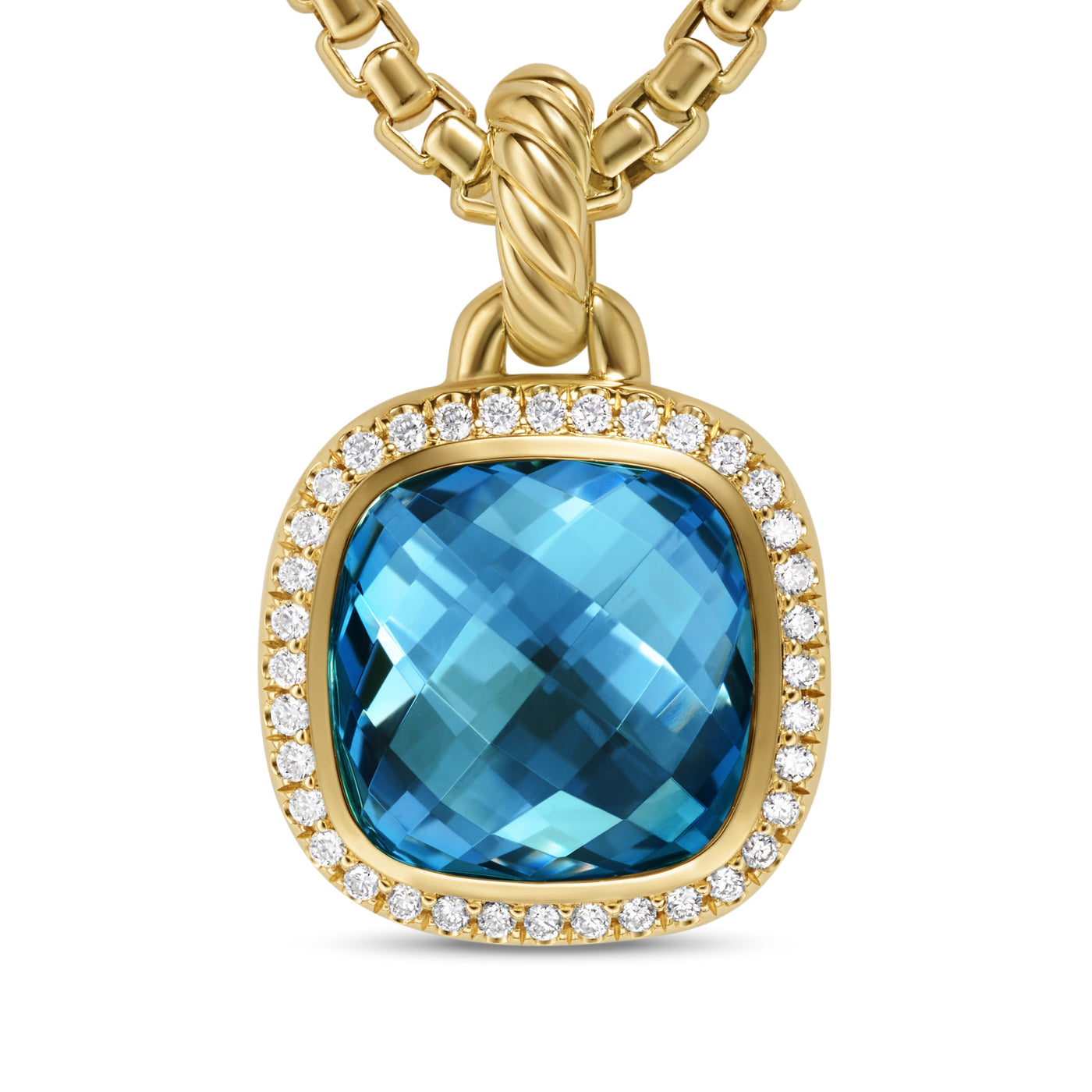 Albion® Pendant in 18K Yellow Gold with Hampton Blue Topaz and Diamonds, 11mm