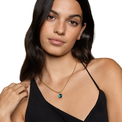 Albion® Pendant in 18K Yellow Gold with Hampton Blue Topaz and Diamonds, 11mm