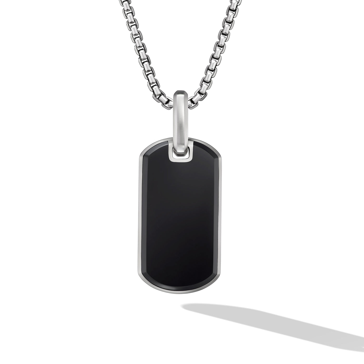Chevron Tag in Sterling Silver with Black Onyx\, 27mm