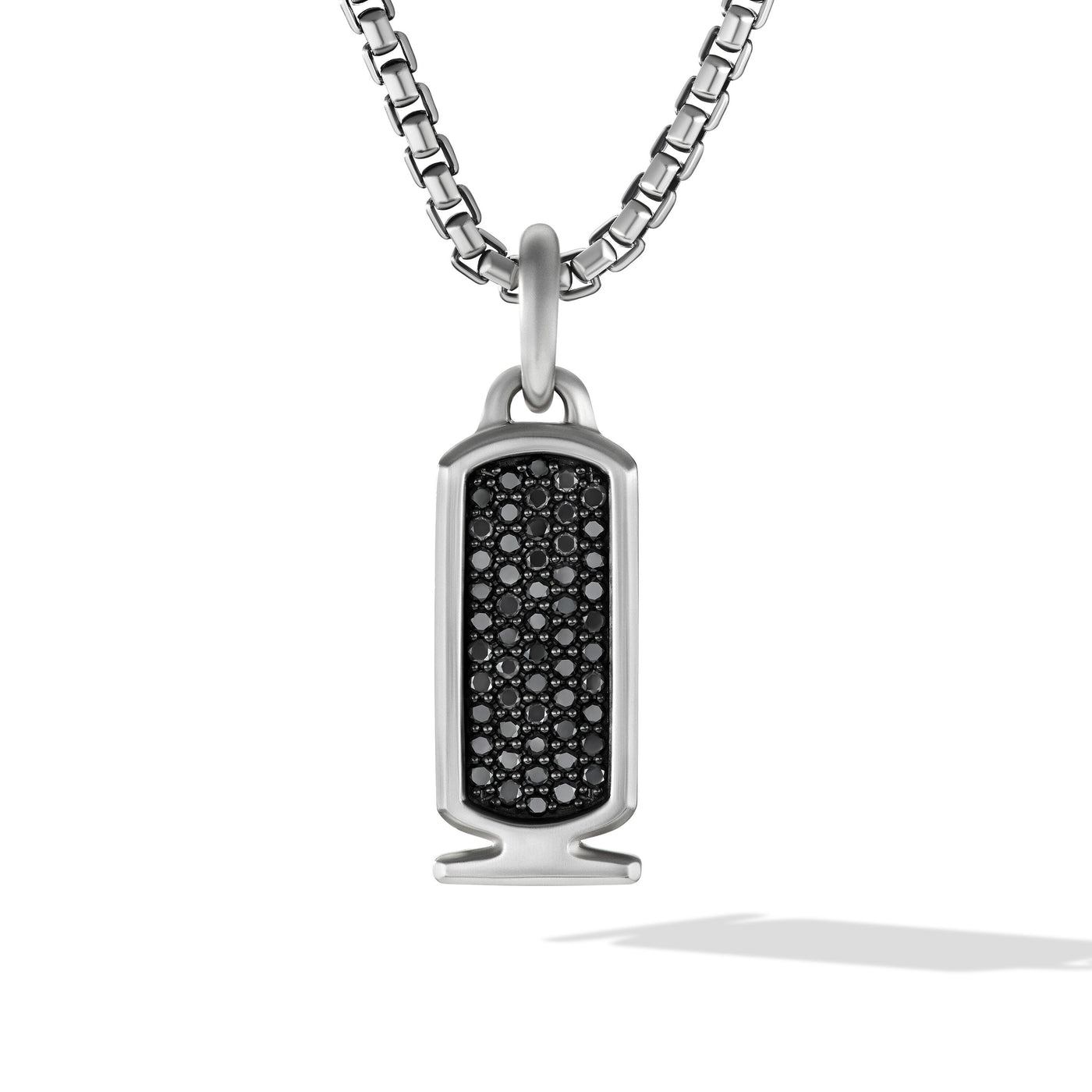 Cairo Cartouche Amulet in Sterling Silver with Black Diamonds\, 33.5mm