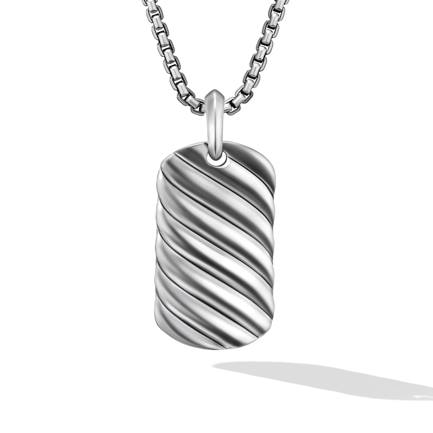 Sculpted Cable Tag in Sterling Silver\, 35mm