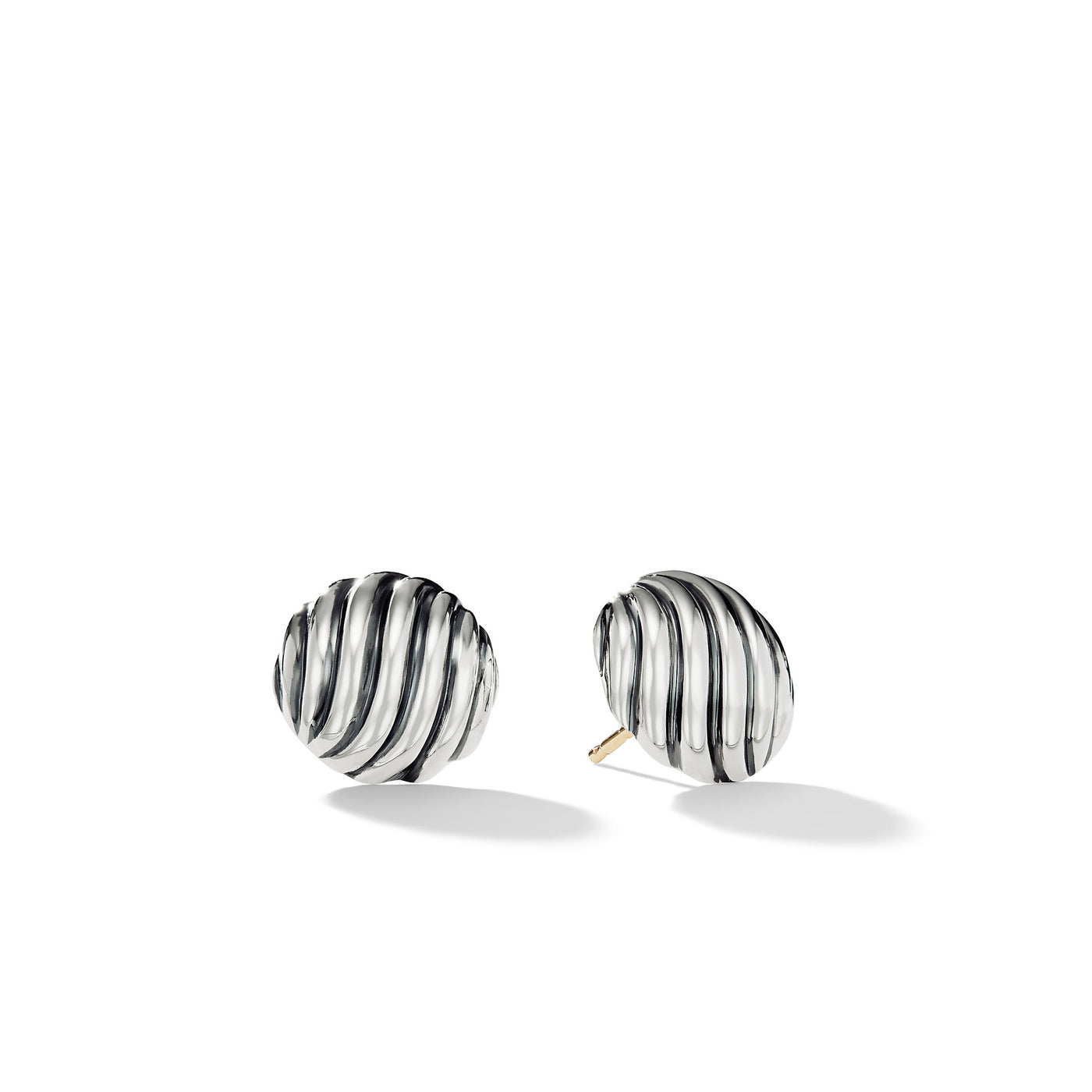 Sculpted Cable Stud Earrings in Sterling Silver\, 14mm