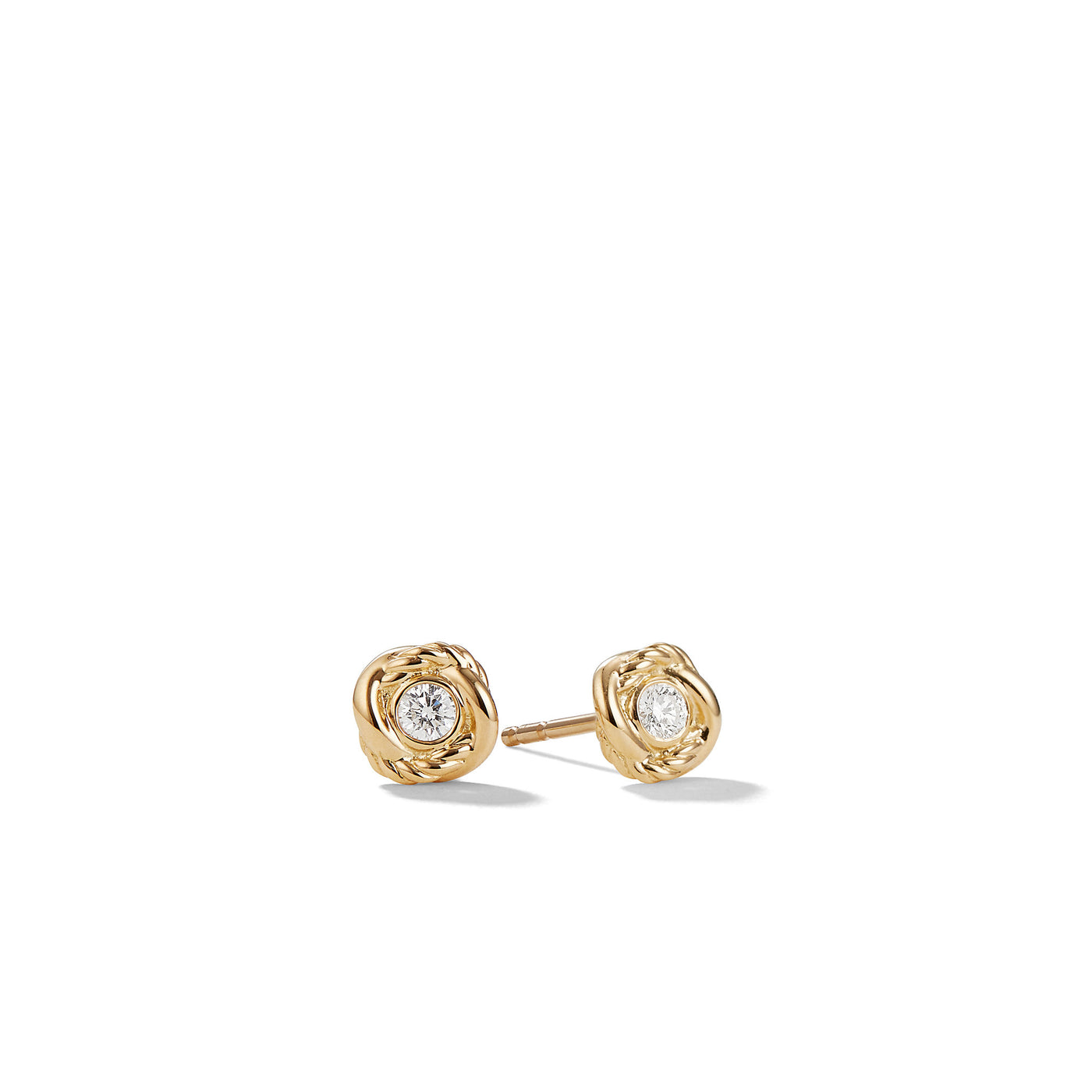 Infinity Stud Earrings in 18K Yellow Gold with Diamonds\, 6.8mm