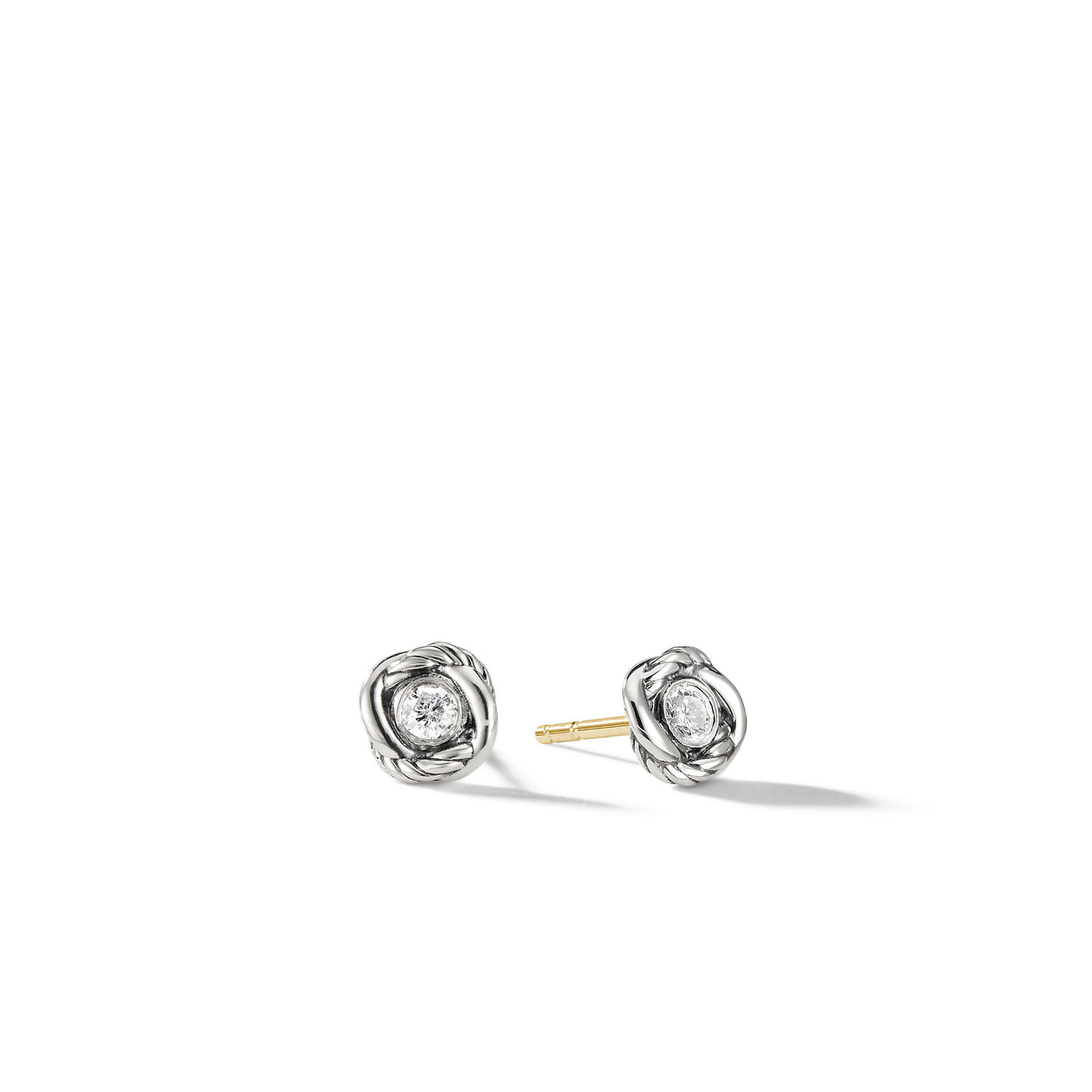 Infinity Stud Earrings in Sterling Silver with Diamonds\, 6.8mm