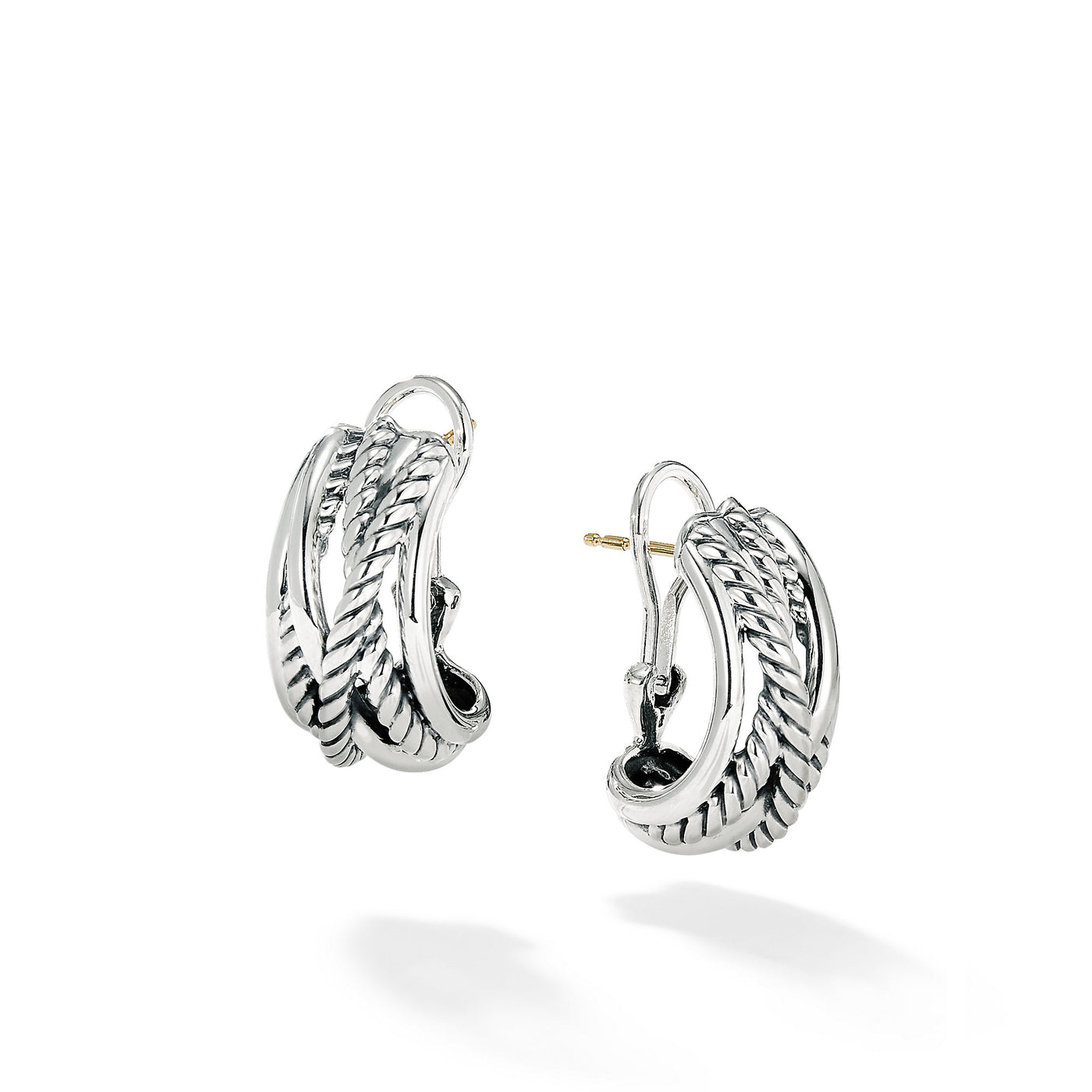 Crossover Shrimp Earrings in Sterling Silver\, 23mm