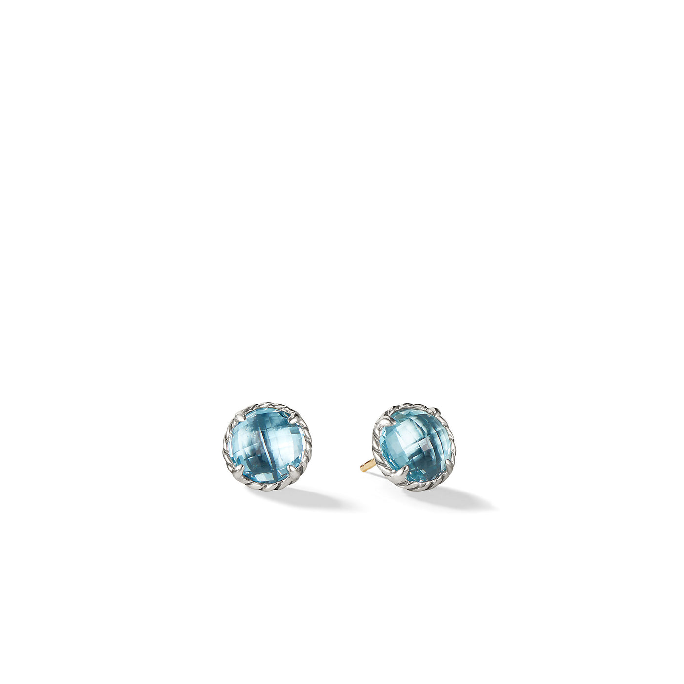 Petite Chatelaine® Stud Earrings in Sterling Silver with Blue Topaz\, 8mm