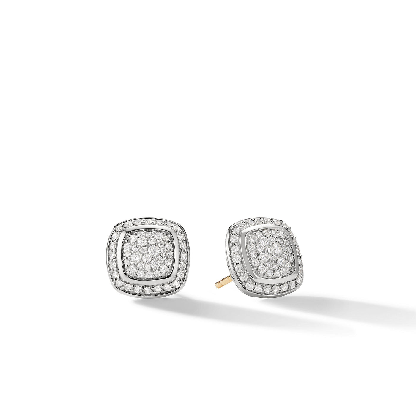 Albion® Stud Earrings in Sterling Silver with Pavé Diamonds\, 7mm