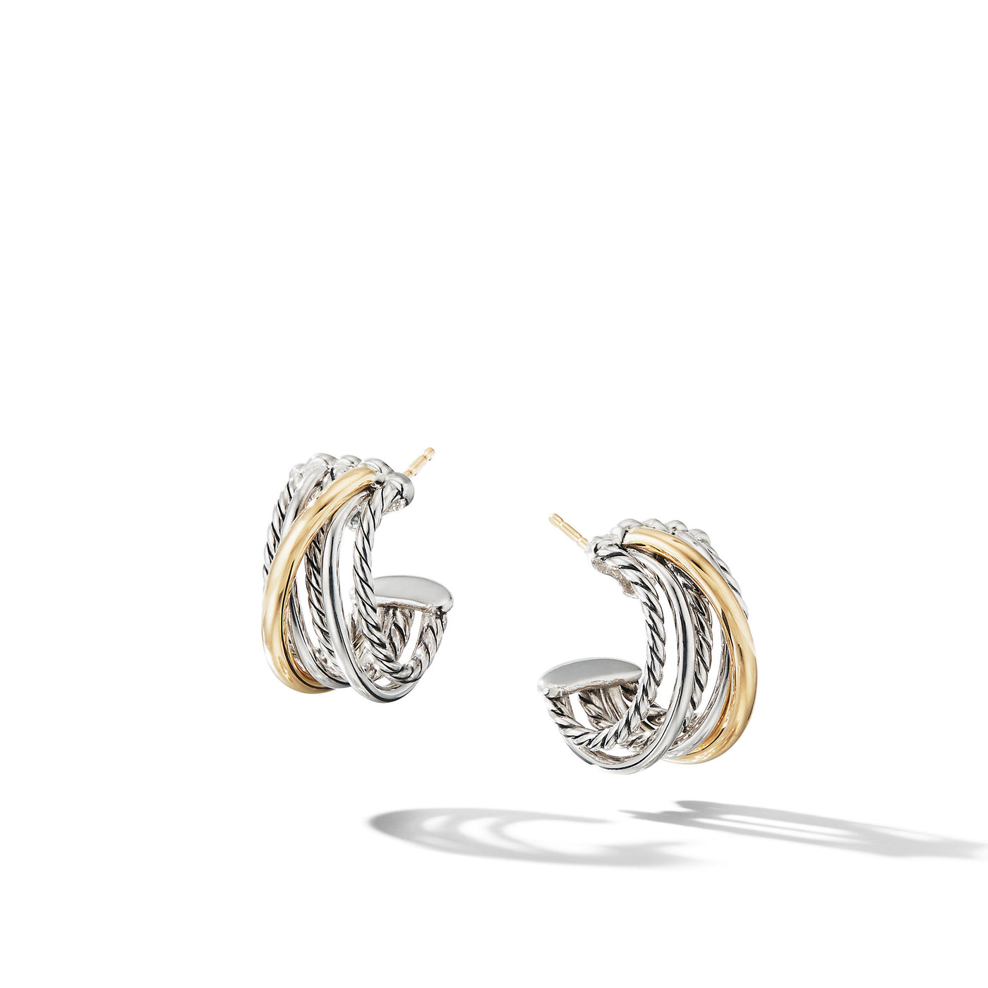 Crossover Shrimp Earrings in Sterling Silver with 18K Yellow Gold\, 19.5mm