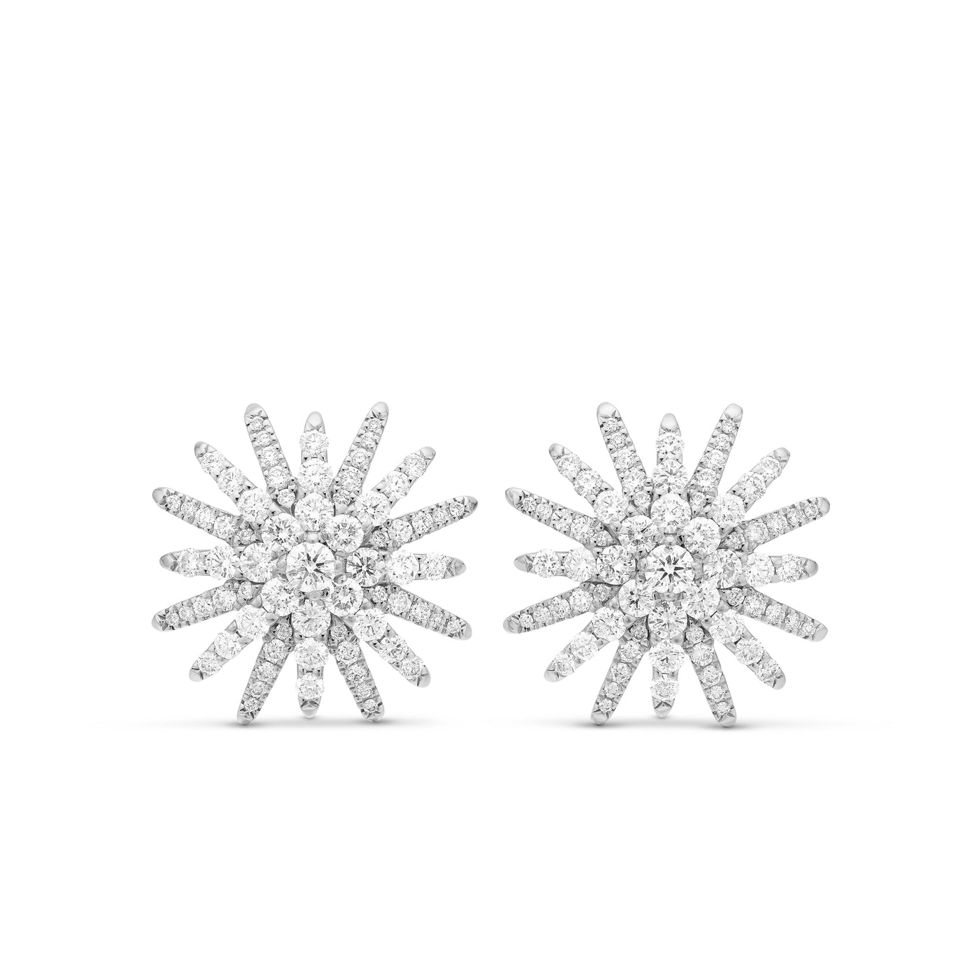 Starburst Stud Earrings in 18K White Gold with Diamonds, 19mm