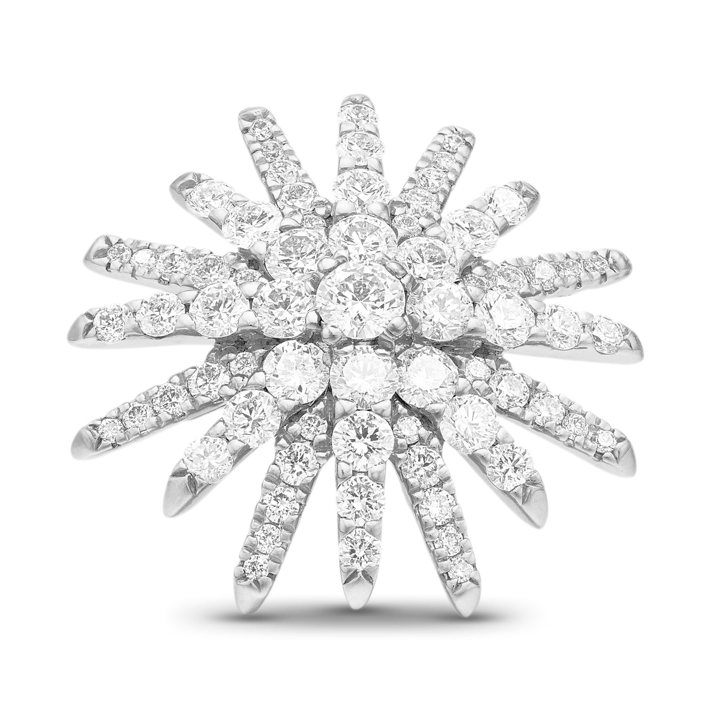Starburst Stud Earrings in 18K White Gold with Diamonds, 19mm