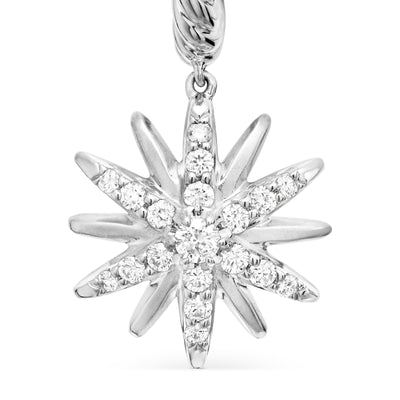 Starburst Drop Earrings in Sterling Silver with Diamonds, 25mm