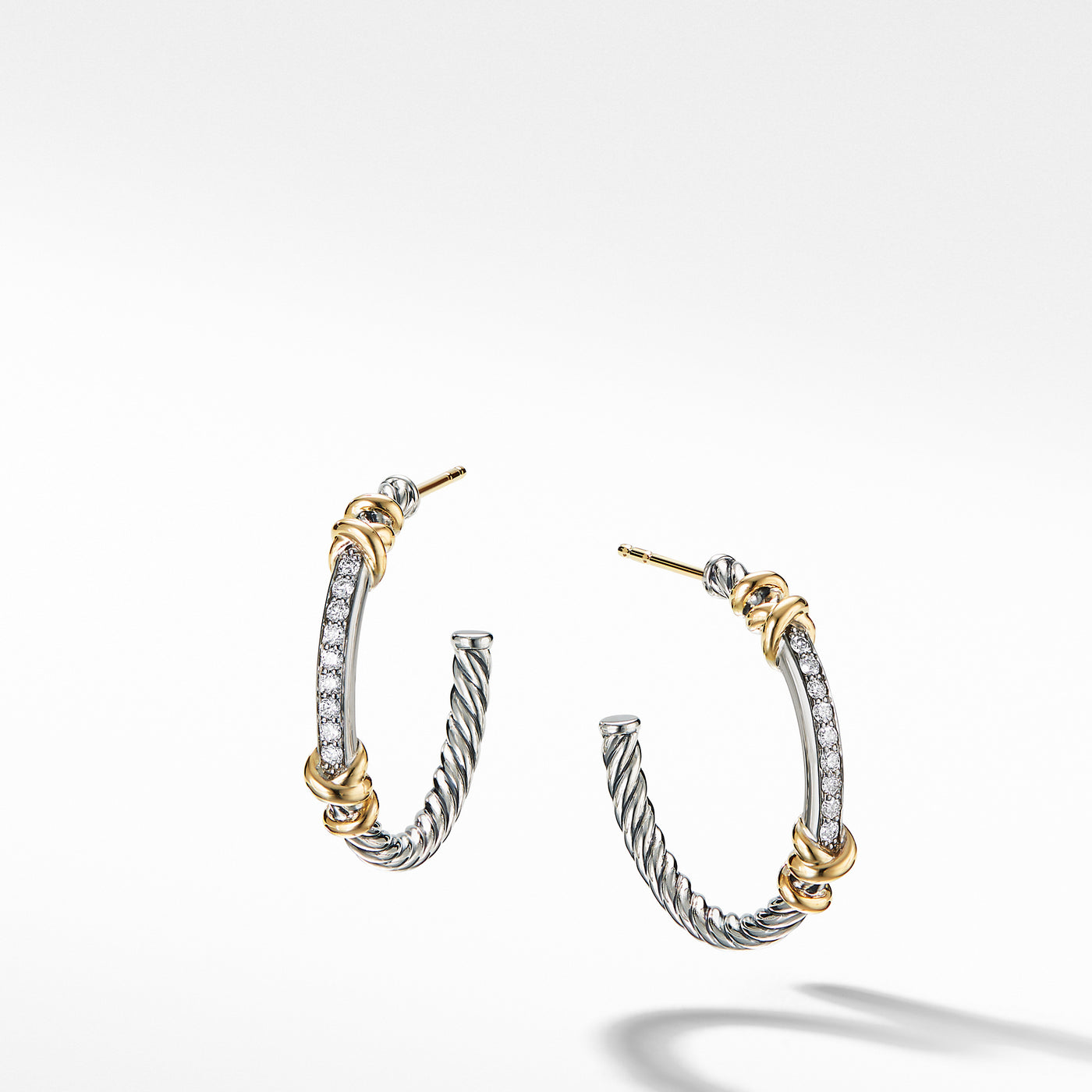 Petite Helena Wrap Hoop Earrings in Sterling Silver with 18K Yellow Gold and Diamonds\, 1in