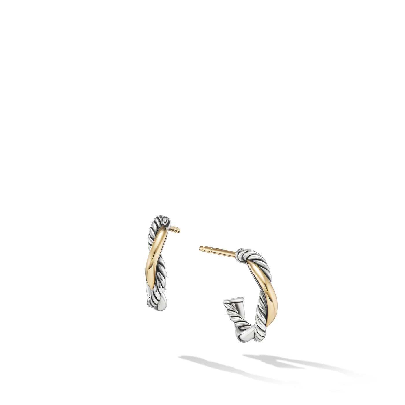 Petite Infinity Huggie Hoop Earrings in Sterling Silver with 14K Yellow Gold\, 3mm