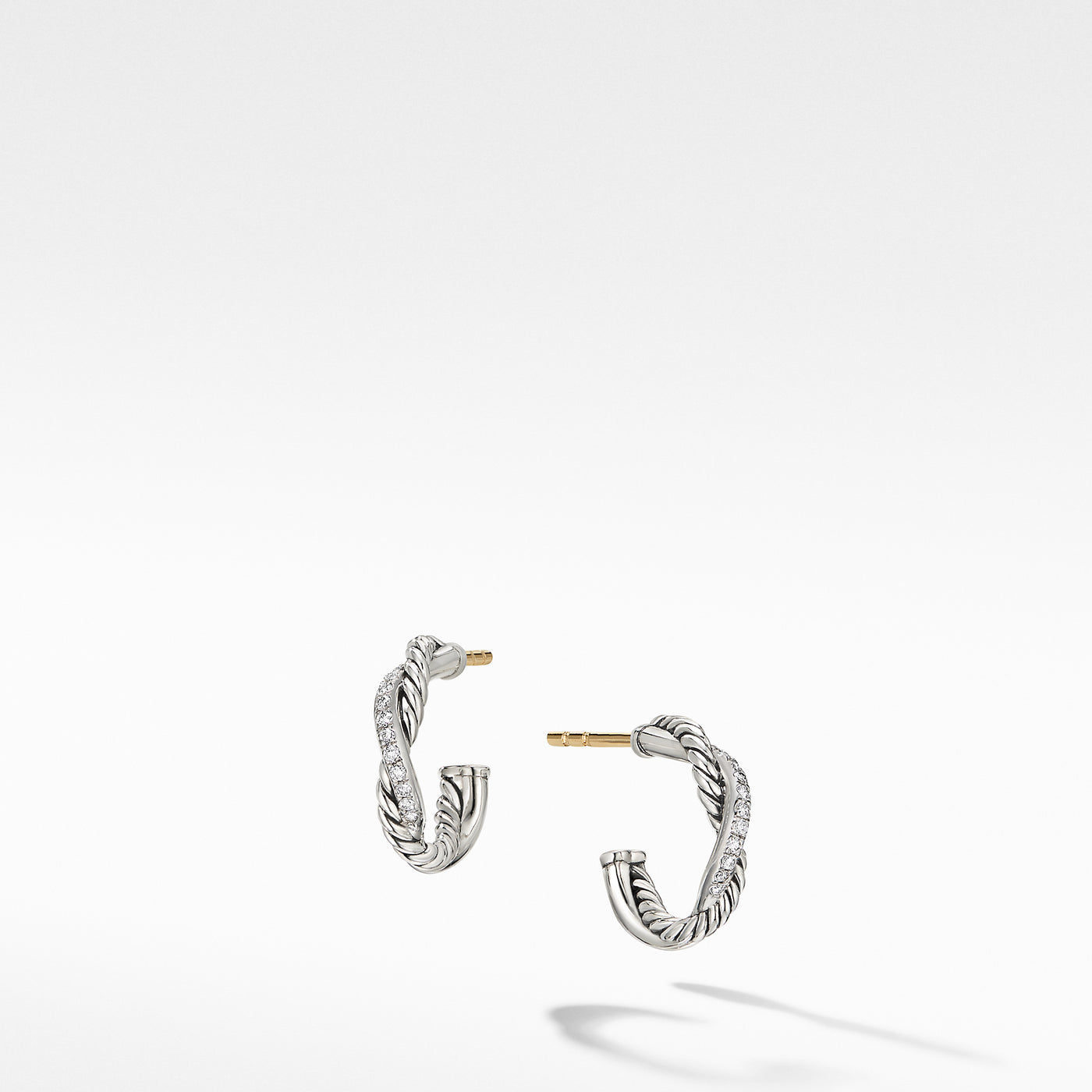 Petite Infinity Huggie Hoop Earrings in Sterling Silver with Diamonds\, 3mm