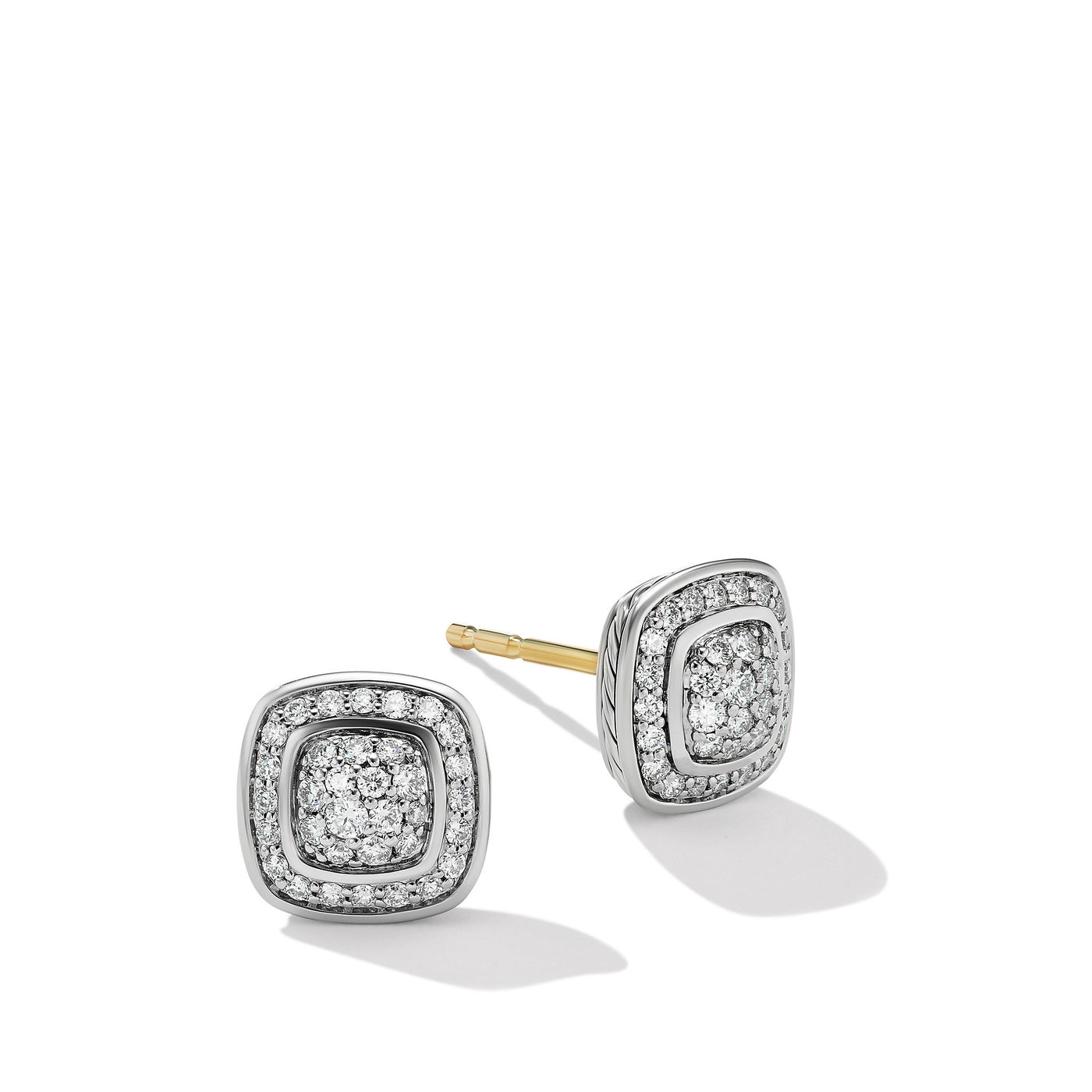 Petite Albion® Stud Earrings in Sterling Silver with Pavé Diamonds\, 5mm