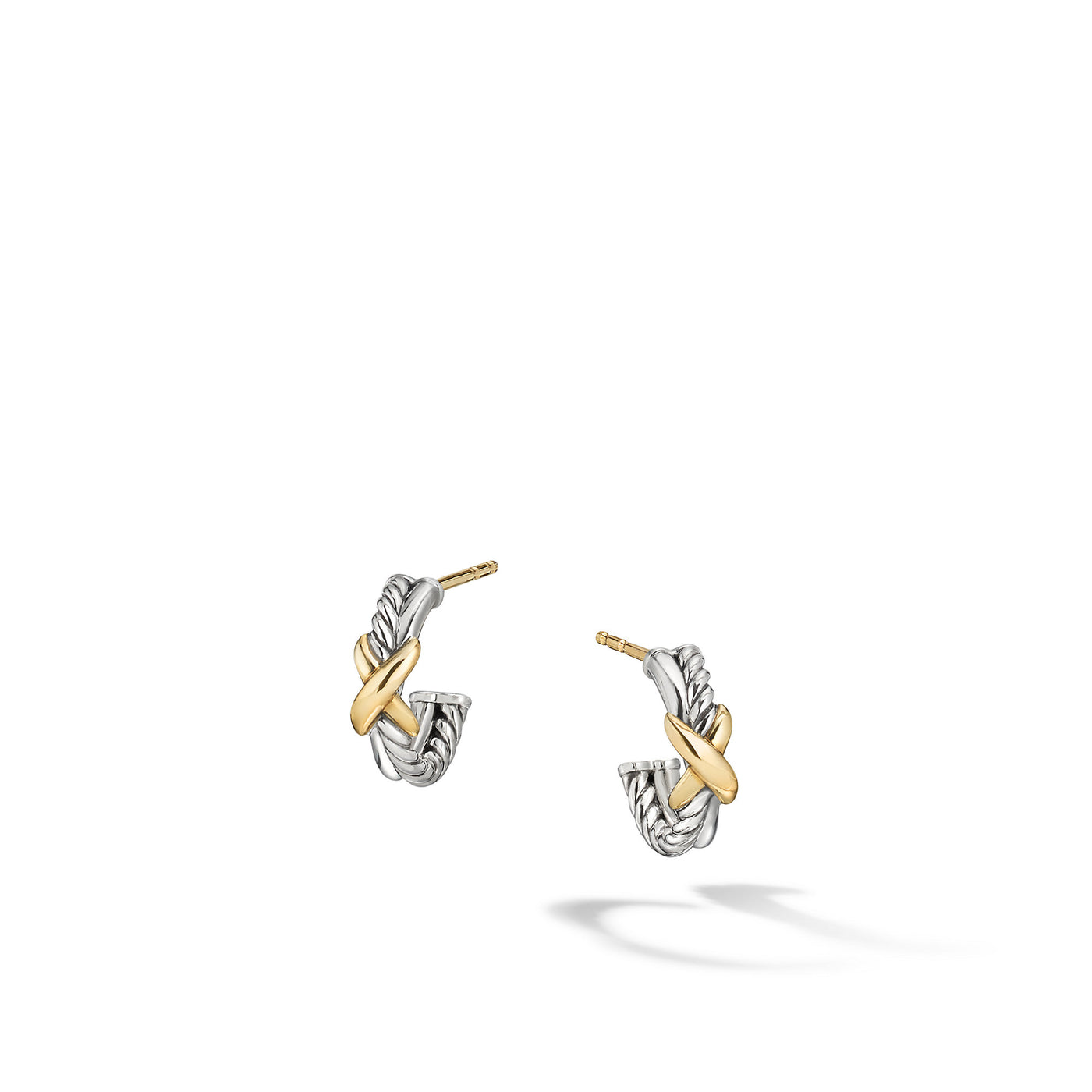 Petite X Hoop Earrings in Sterling Silver with 18K Yellow Gold\, 12.6mm