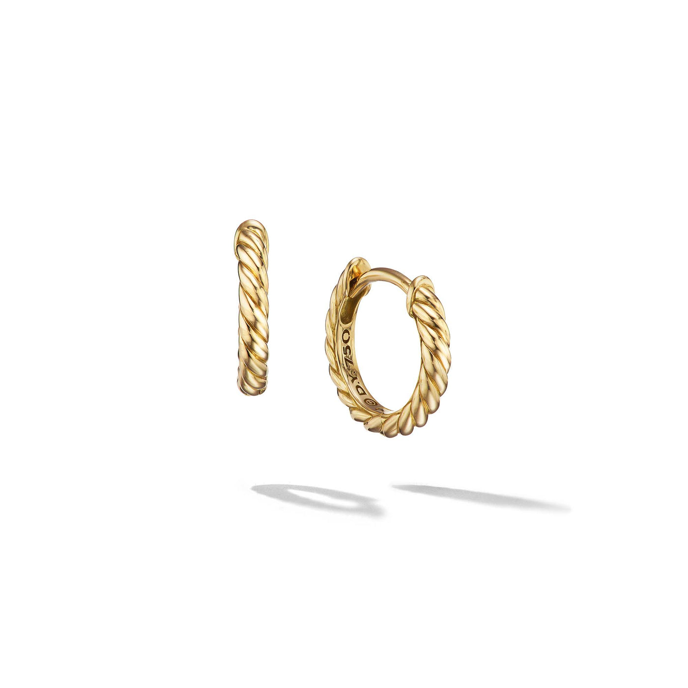 Sculpted Cable Micro Huggie Hoop Earrings in 18K Yellow Gold\, 10.7mm