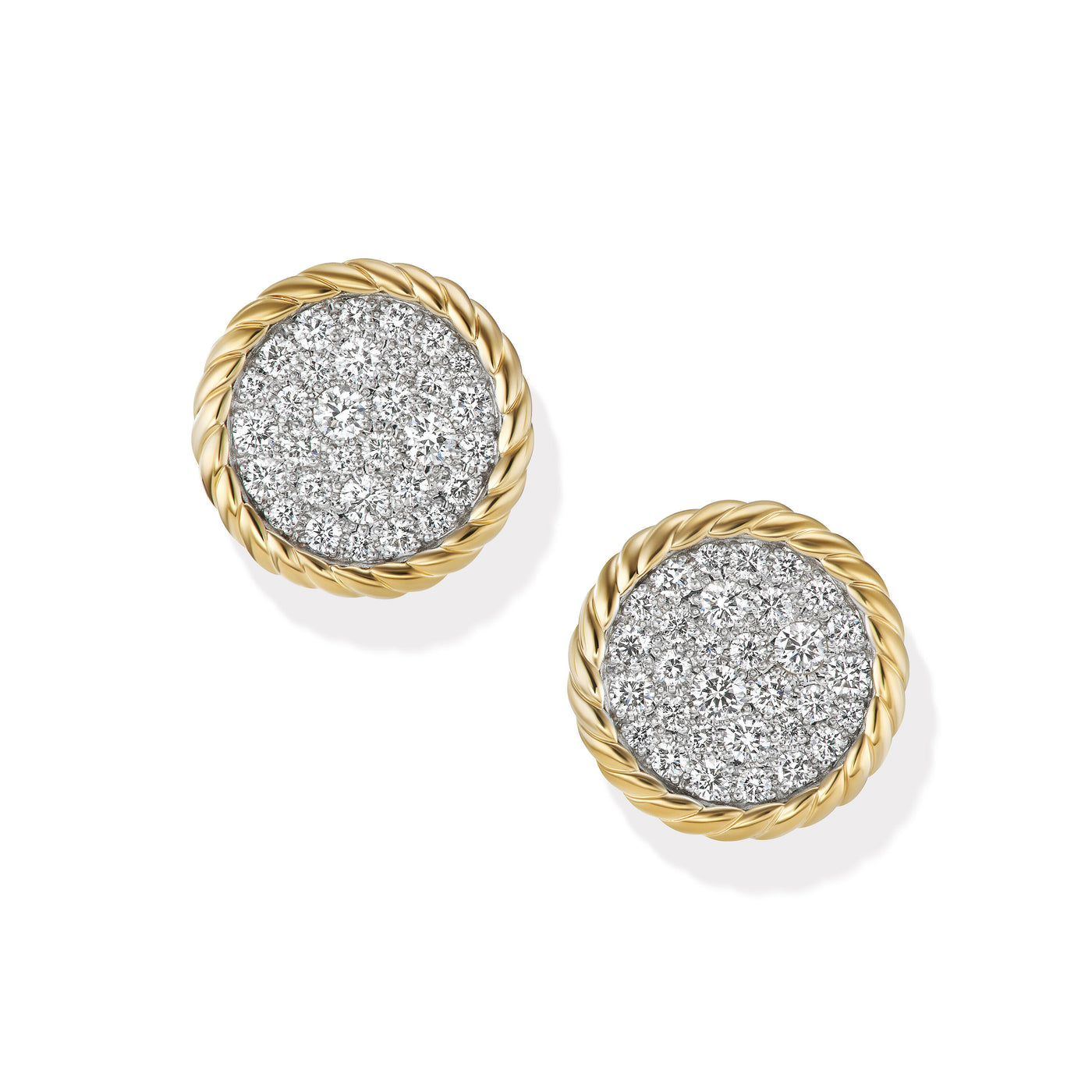 DY Elements® Button Stud Earrings in 18K Yellow Gold with Diamonds\, 13.6mm