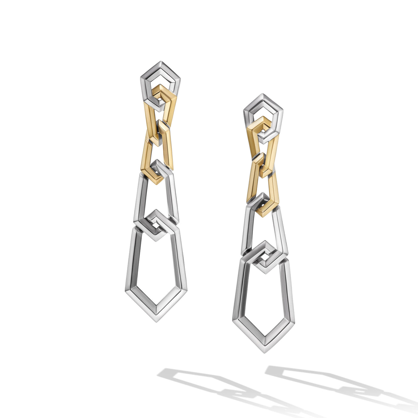 Carlyle™ Linked Drop Earrings in Sterling Silver with 18K Yellow Gold\, 74mm