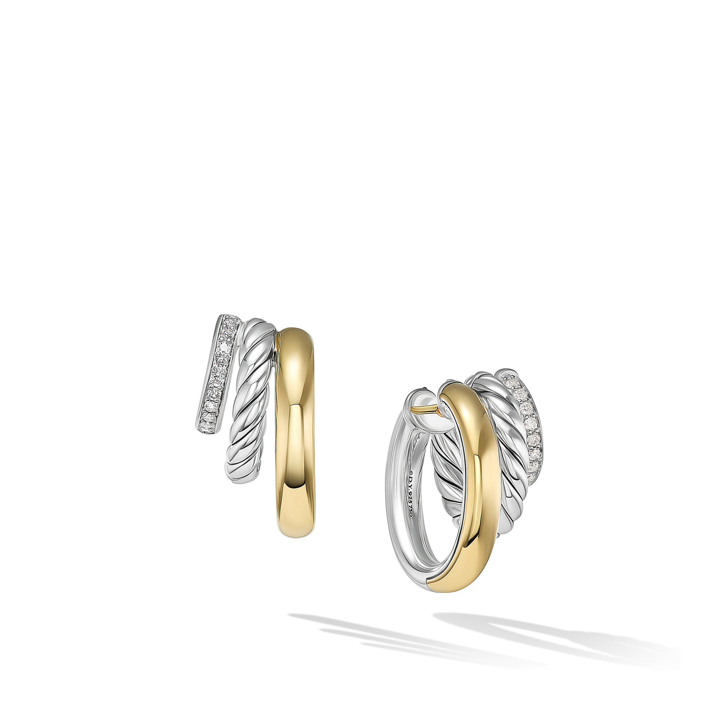 DY Mercer™ Multi Hoop Earrings in Sterling Silver with 18K Yellow Gold and Diamonds\, 21mm