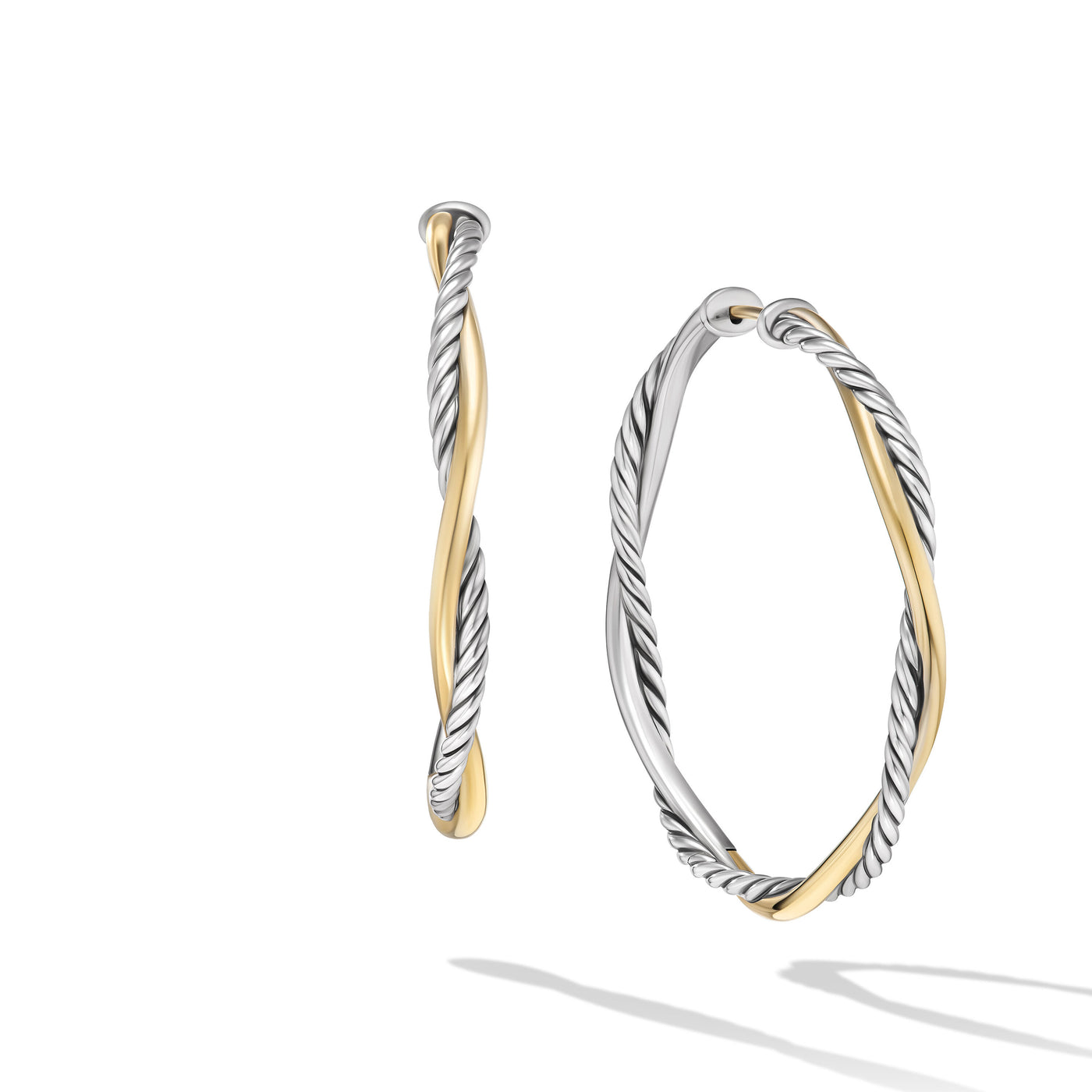 Infinity Hoop Earrings in Sterling Silver with 14K Yellow Gold\, 42mm