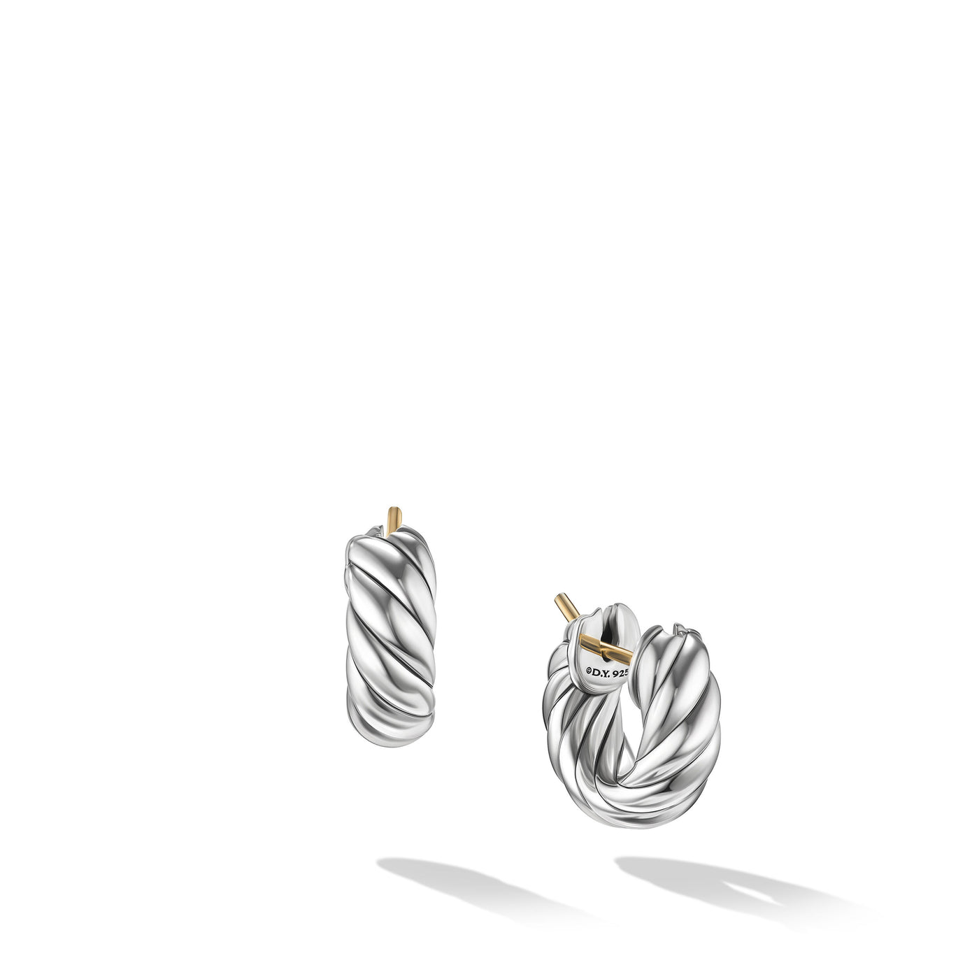 Sculpted Cable Hoop Earrings in Sterling Silver\, 14.4mm