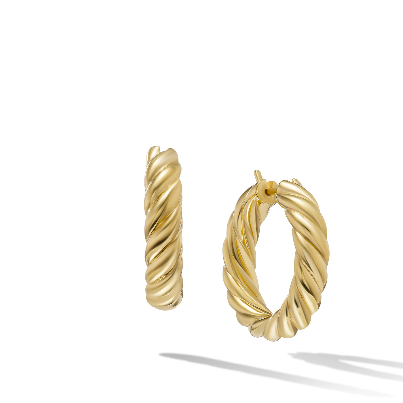 Sculpted Cable Hoop Earrings in 18K Yellow Gold\, 25.4mm