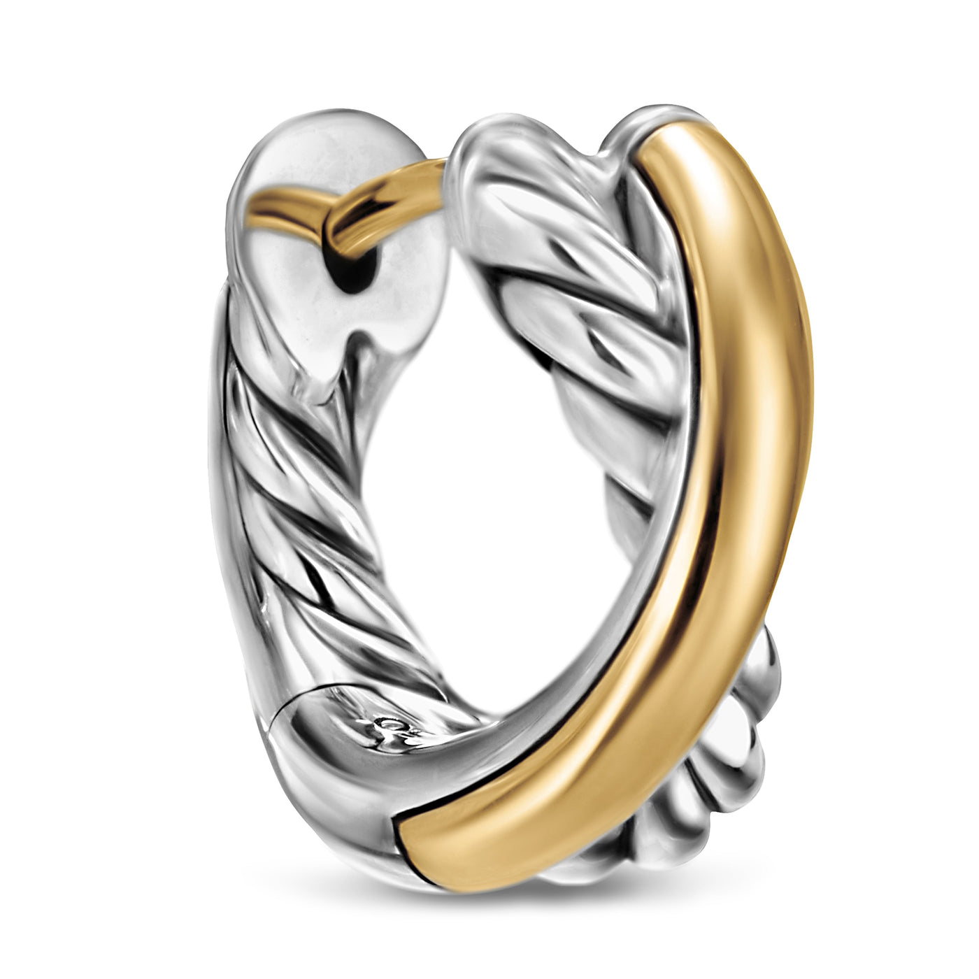 Crossover Huggie Hoop Earrings in Sterling Silver with 18K Yellow Gold, 12.4mm