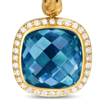 Albion® Drop Earrings in 18K Yellow Gold with Hampton Blue Topaz and Diamonds, 10mm