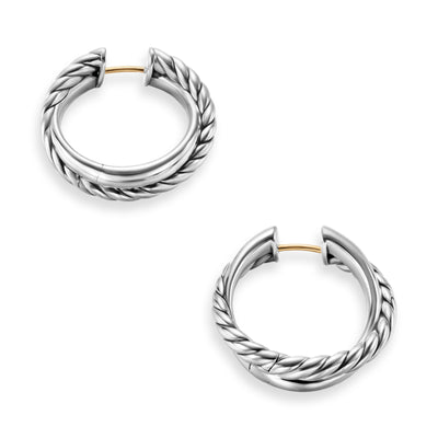 Crossover Hoop Earrings in Sterling Silver, 22.3mm