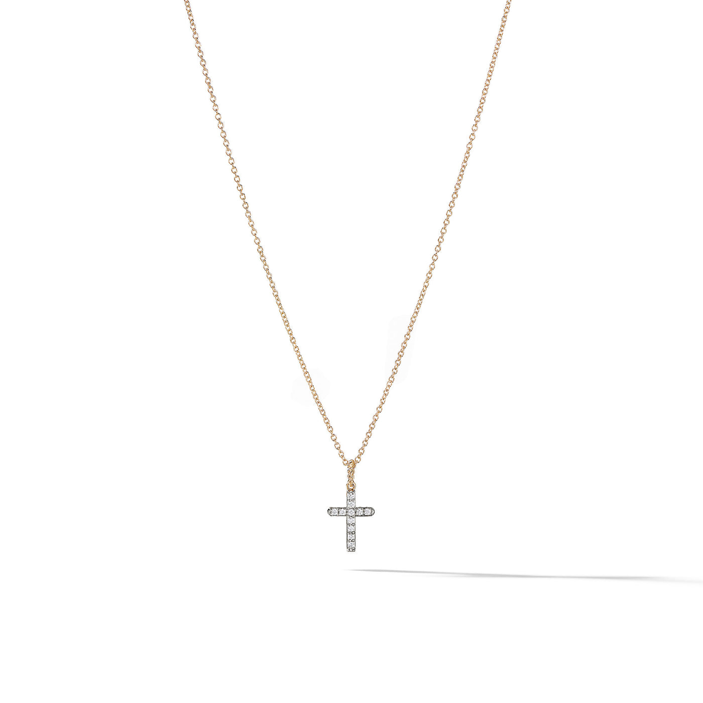 Cable Collectibles® Cross Necklace in 18K Yellow Gold with Diamonds\, 17mm