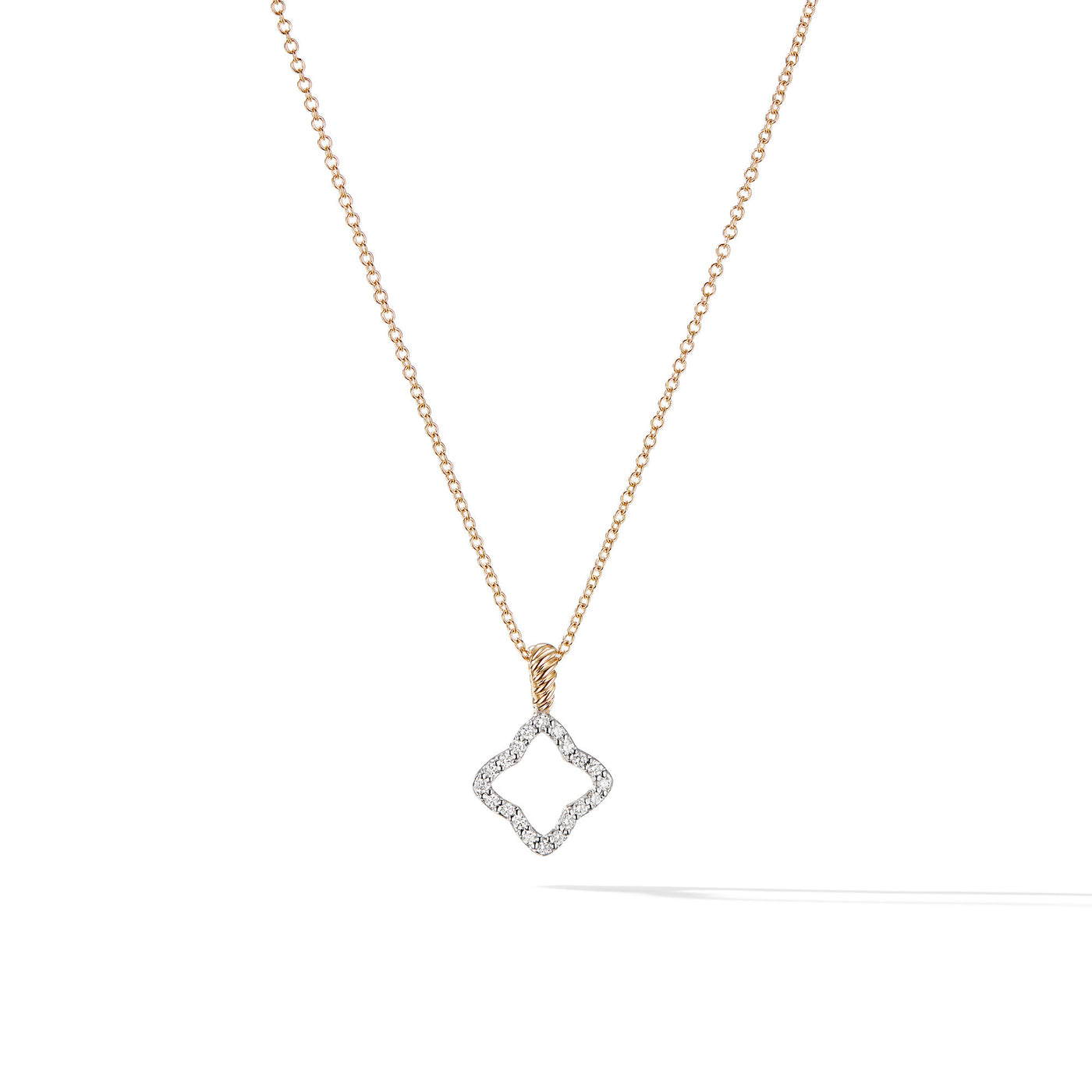 Cable Collectibles® Quatrefoil Necklace in 18K Yellow Gold with Diamonds\, 17.5mm