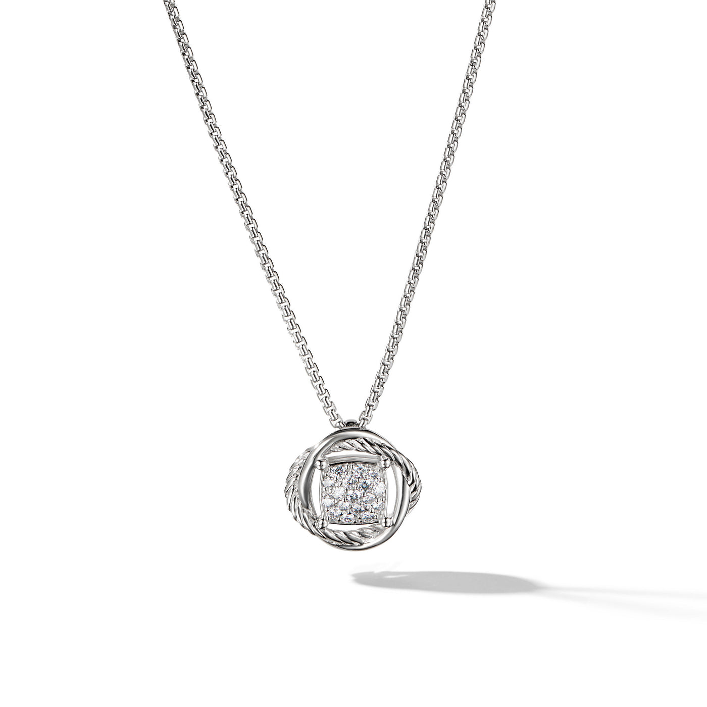 Infinity Pendant Necklace in Sterling Silver with Diamonds\, 13mm