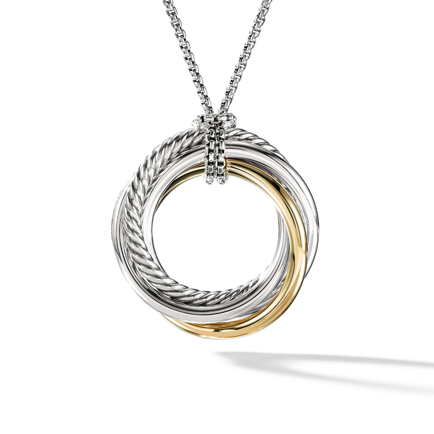 Crossover Pendant Necklace in Sterling Silver with 14K Yellow Gold\, 37mm