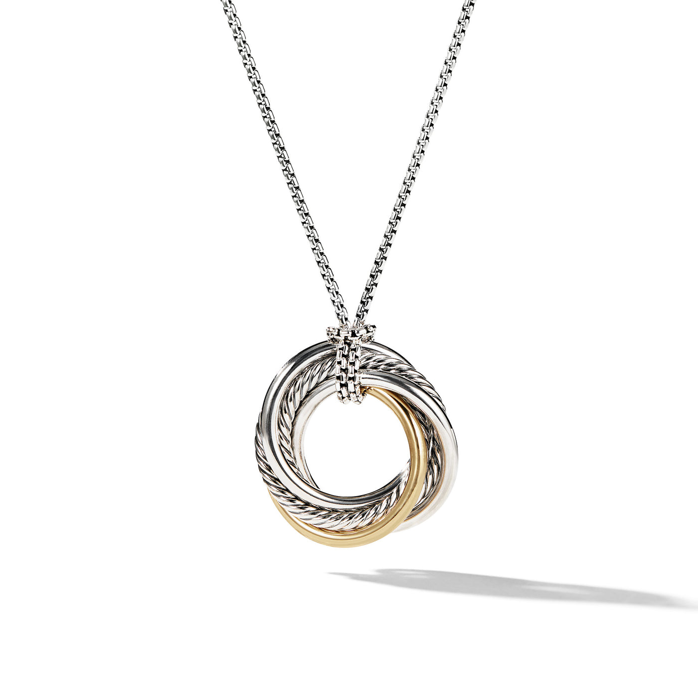 Crossover Pendant Necklace in Sterling Silver with 14K Yellow Gold\, 28mm