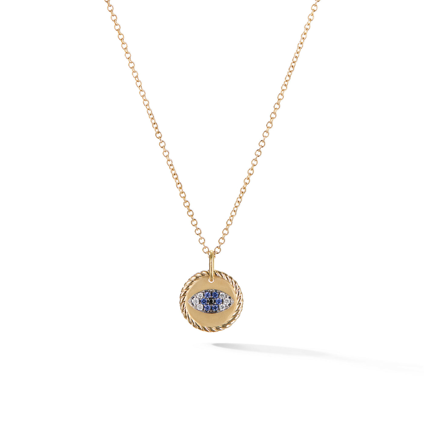 Cable Collectibles® Evil Eye Necklace in 18K Yellow Gold with Pavé Blue Sapphires and Diamonds\, 11mm