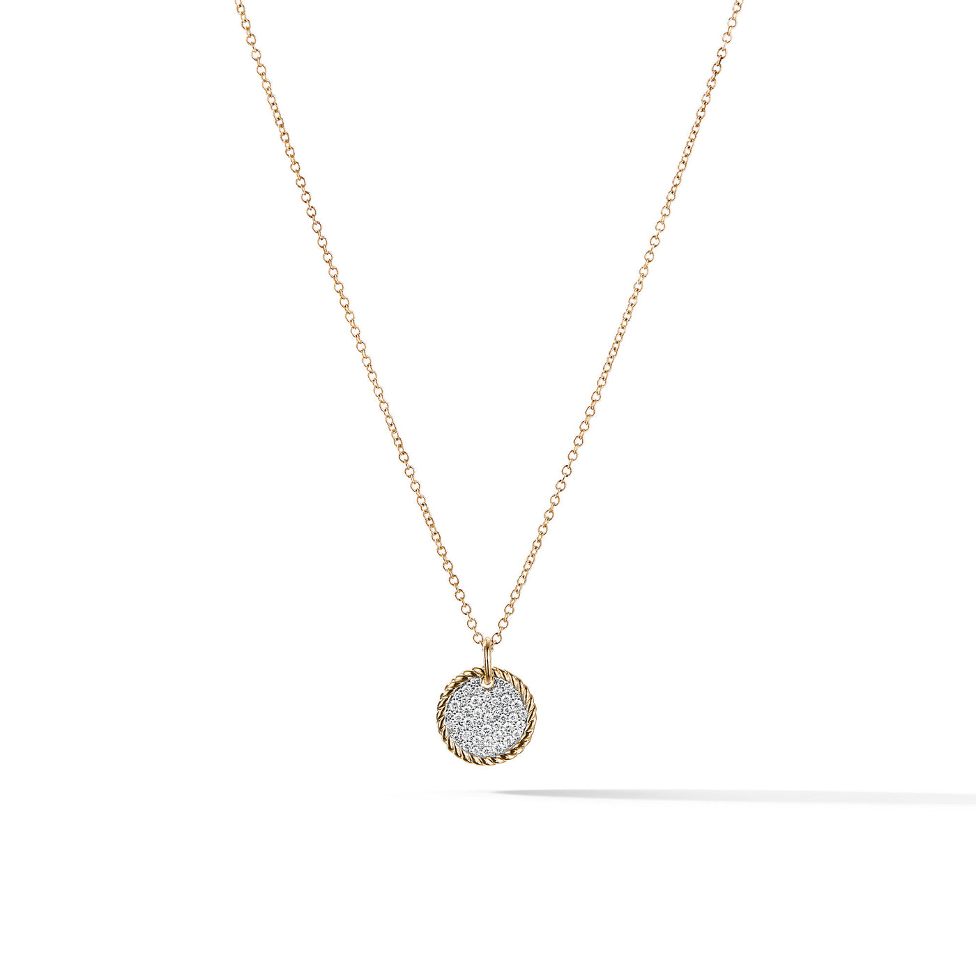 Cable Collectibles® Pavé Plate Necklace in 18K Yellow Gold with Diamonds\, 11mm